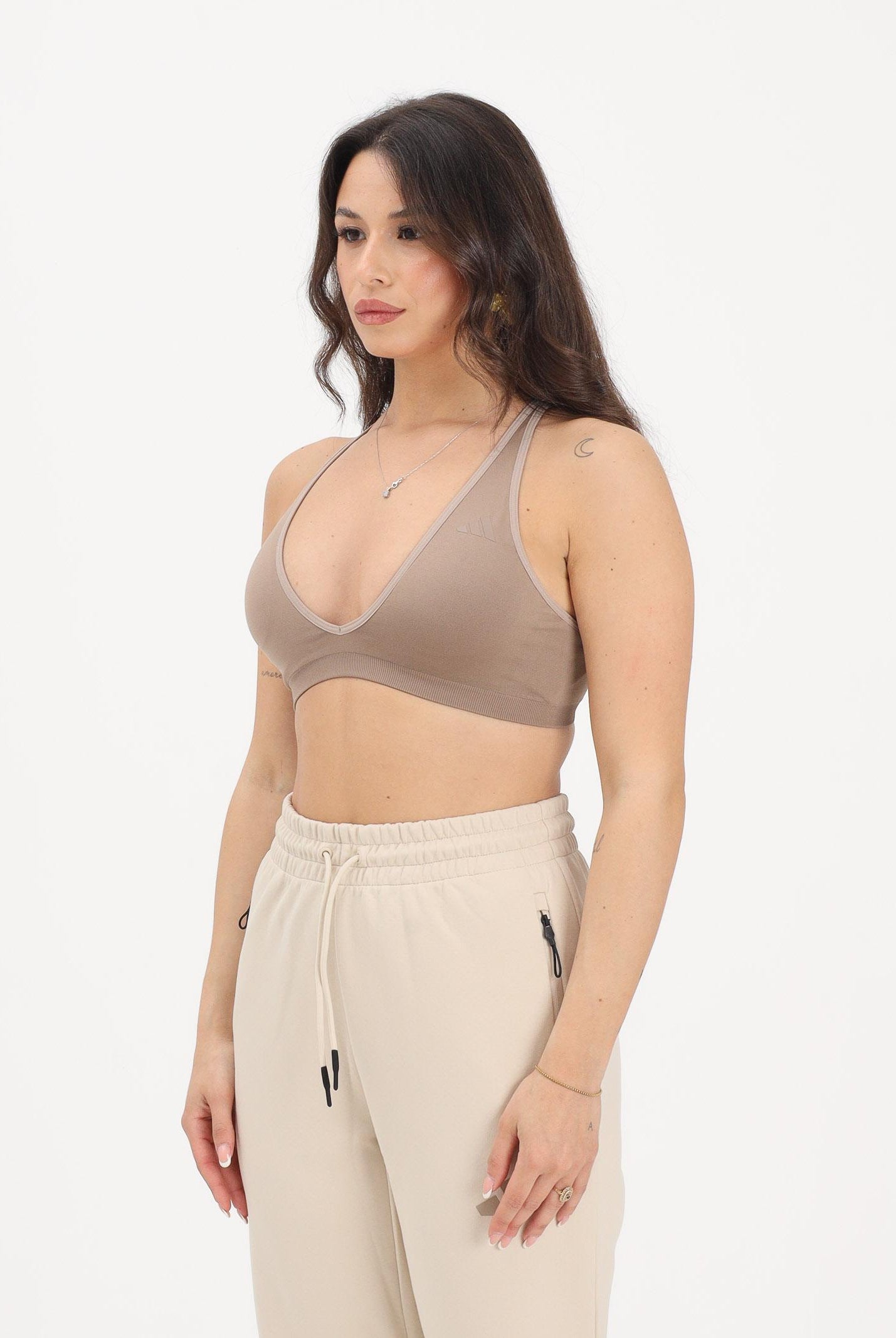ADIDAS PERFORMANCE Top sportivo Workout Essentials Knit Light Support beige da donna KG1972 . ADIDAS ORIGINALS