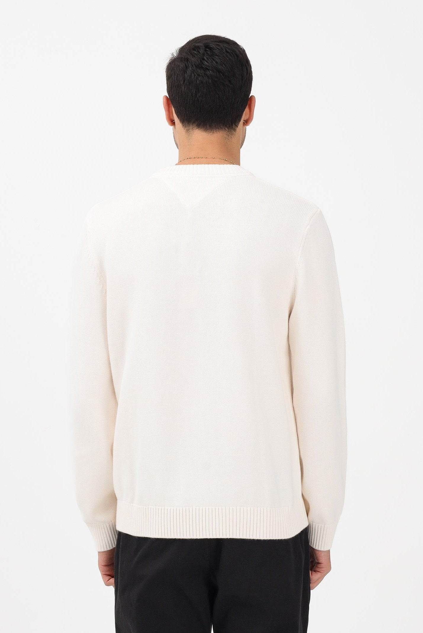 TOMMY JEANS Maglioncino girocollo panna da uomo con logo DM0DM22352 YBH TOMMY JEANS