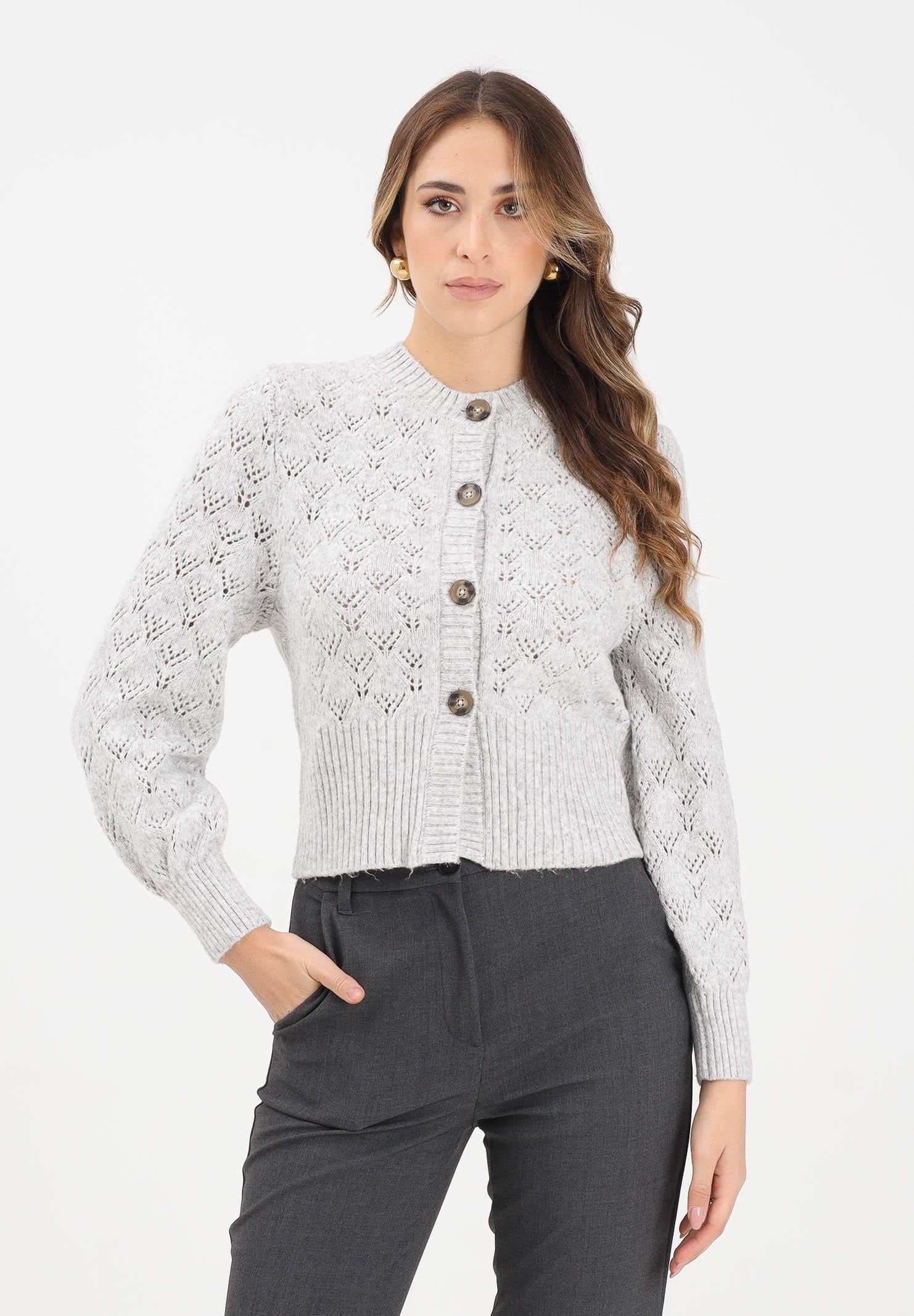 JDY Cardigan corto grigio da donna 15355619 LightGreyMel JDY