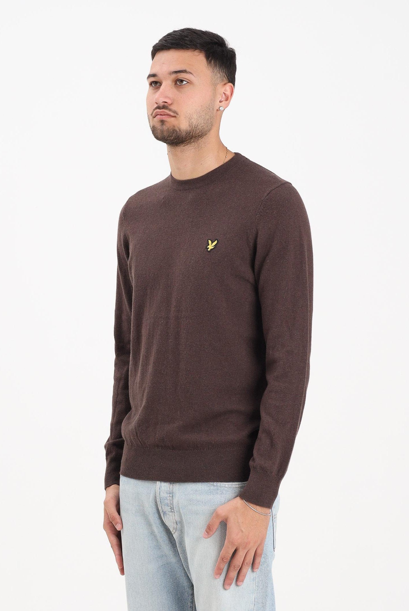 LYLE & SCOTT Maglioncino girocollo marrone da uomo KN2110VC X863 LYLE & SCOTT