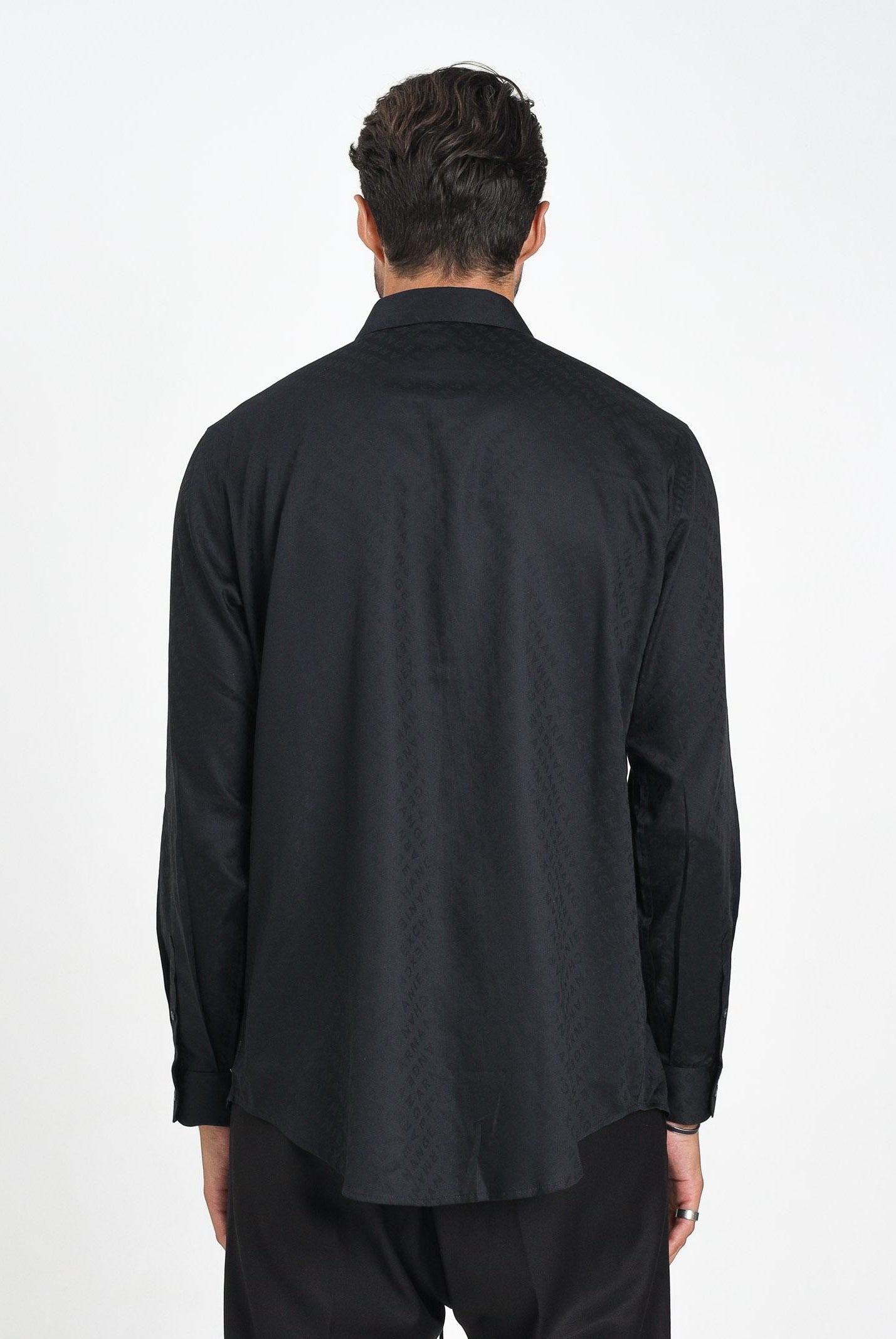 ARMANI EXCHANGE Camicia a manica lunga nera da uomo con logo all-over XM001142AF13131 FC022 ARMANI EXCHANGE