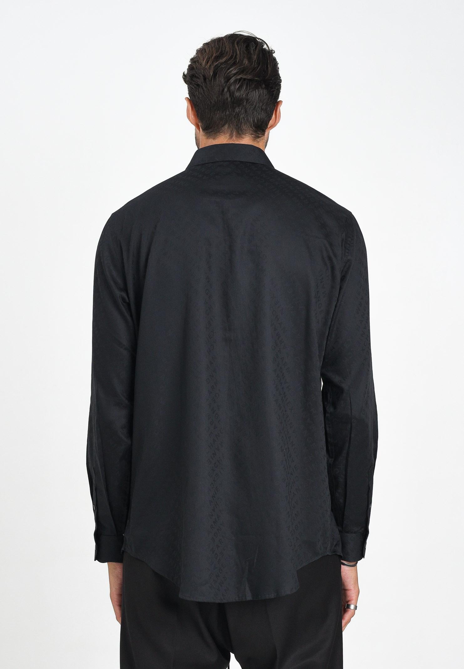 ARMANI EXCHANGE Camicia a manica lunga nera da uomo con logo all-over XM001142AF13131 FC022 ARMANI EXCHANGE