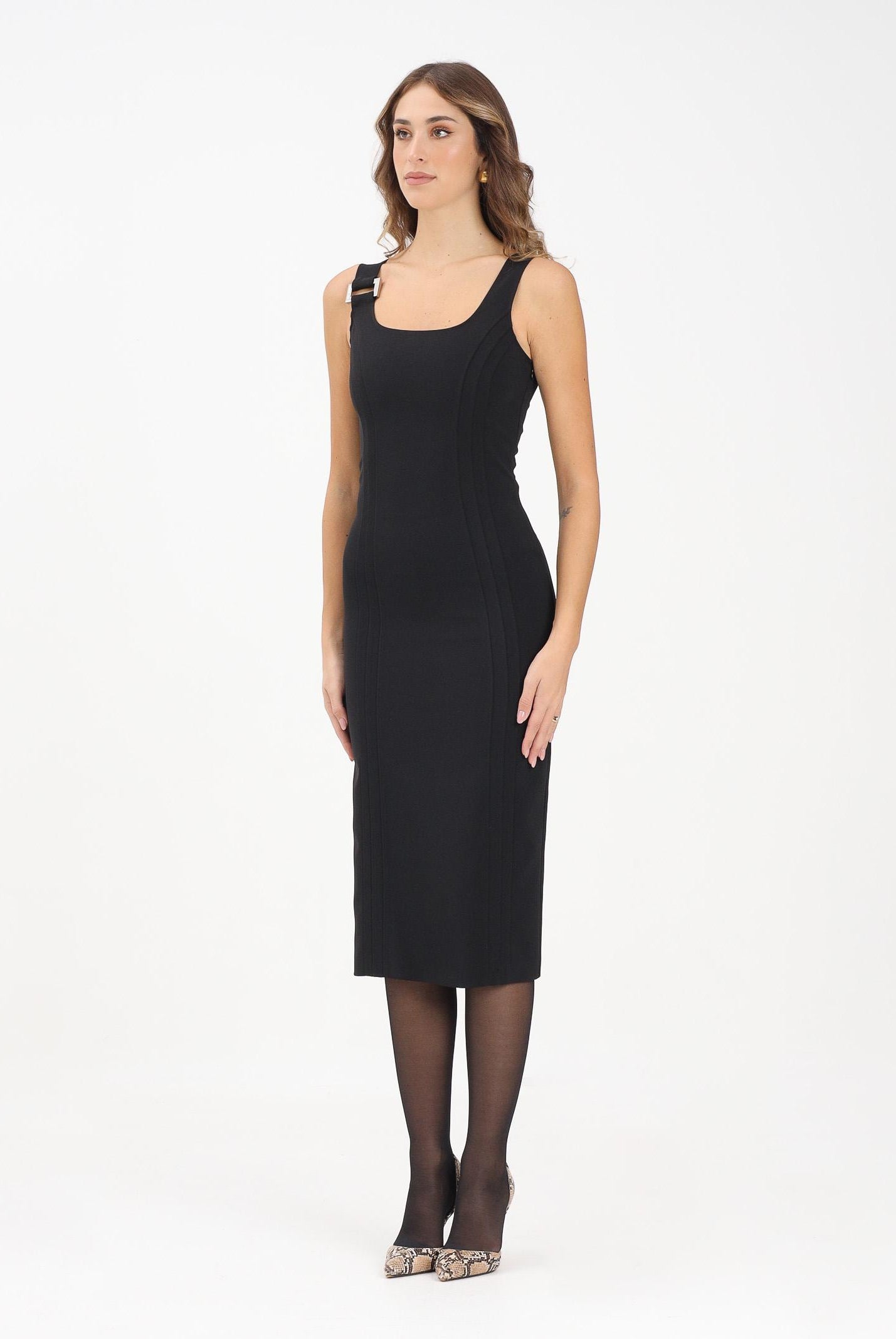 PATRIZIA PEPE Abito midi ESSENTIAL nero da donna 8A1514A6F5 K103 PATRIZIA PEPE
