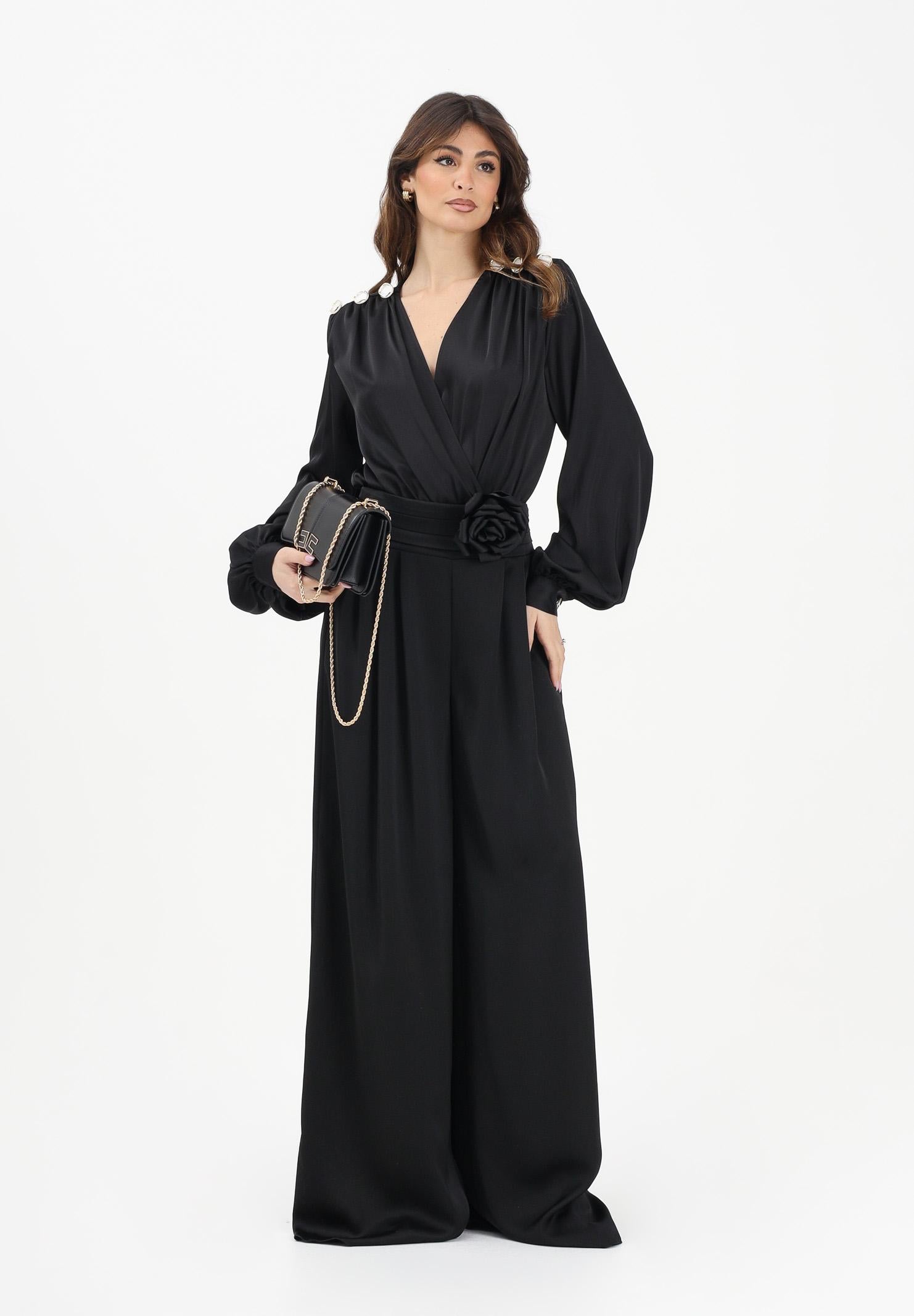 SHIT Pantalone elegante a palazzo nero da donna SH26048 NE SHIT