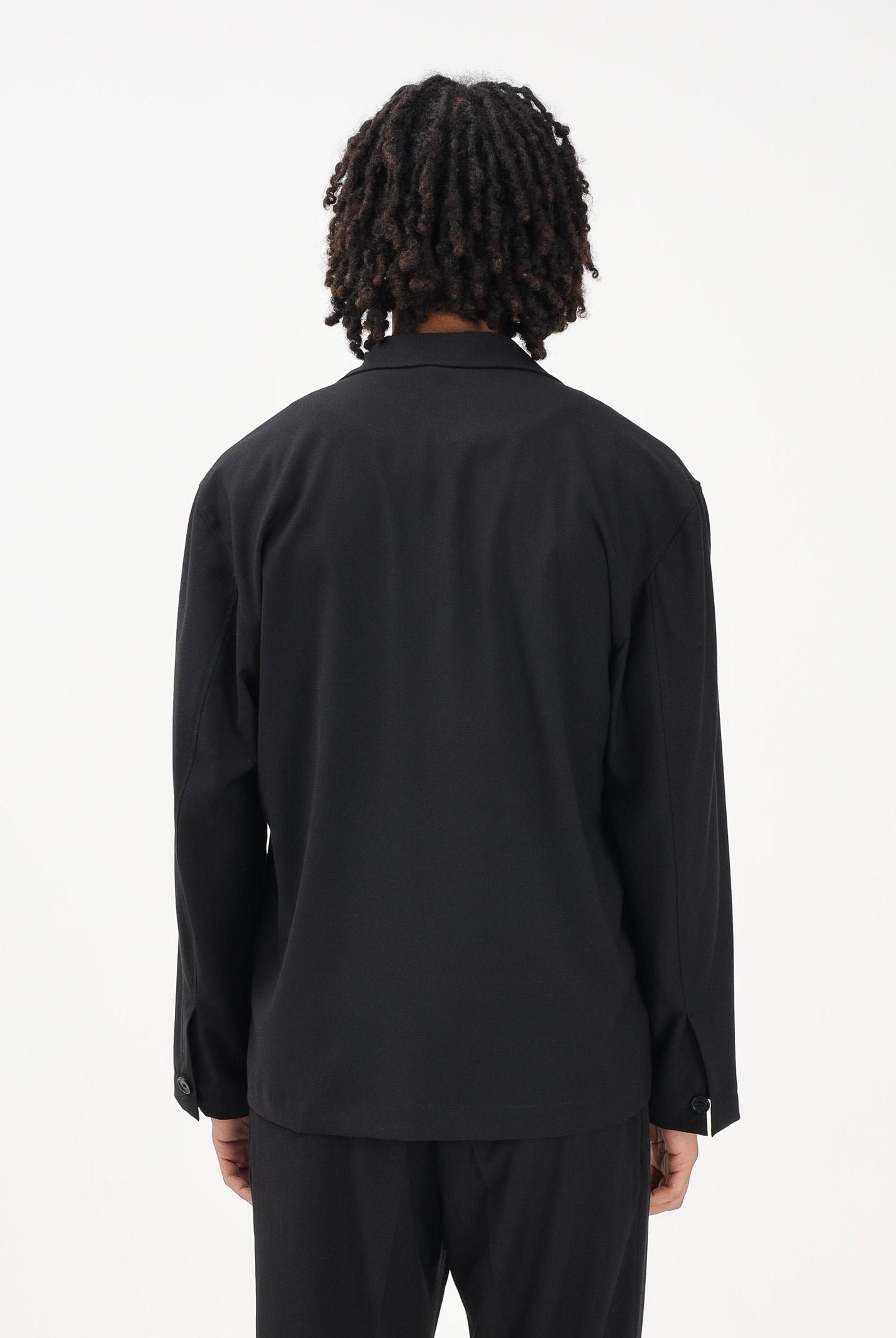 I'M BRIAN Camicia a manica lunga nera da uomo con tasche cargo CA3625 009 I'M BRIAN