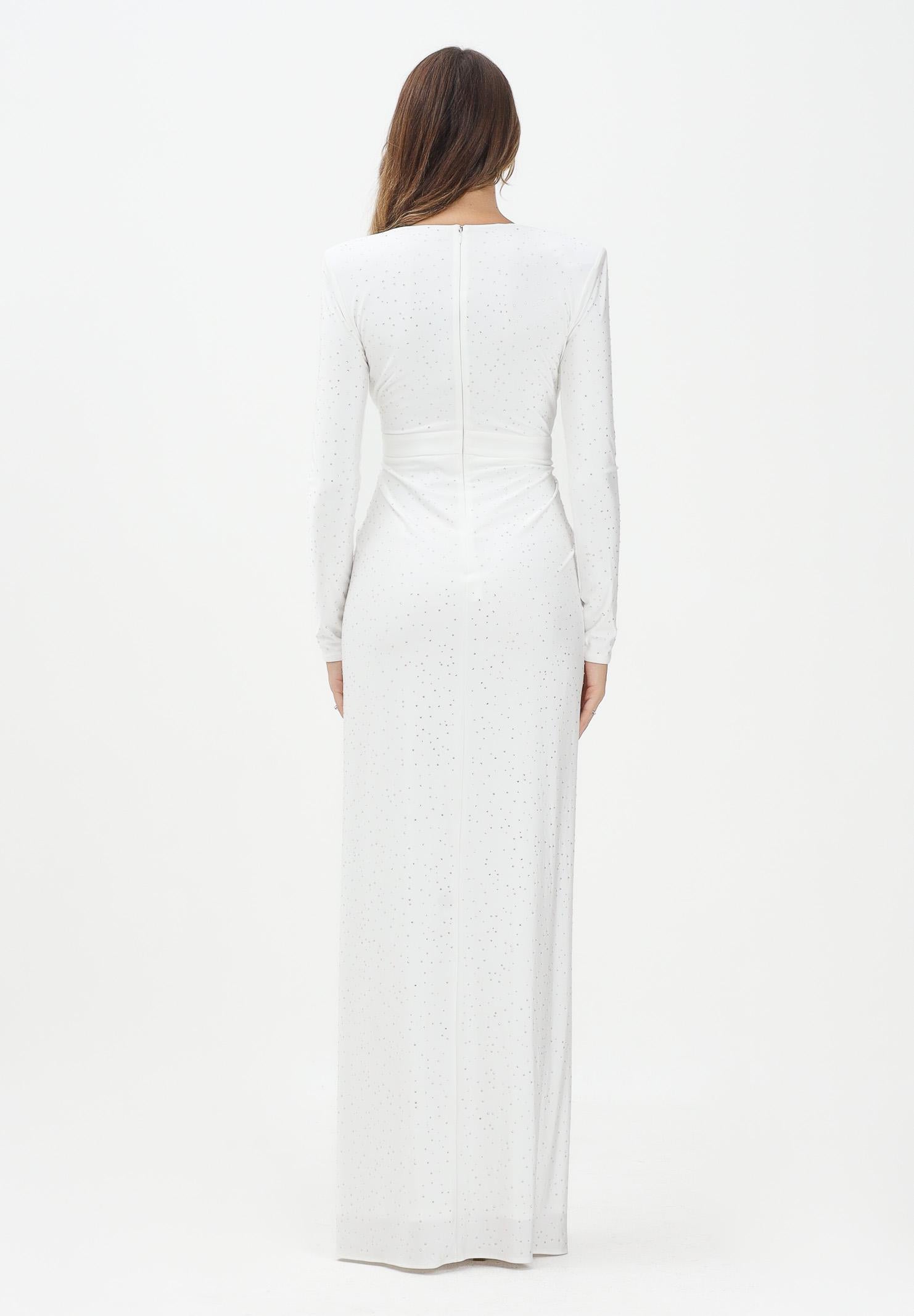 ALMA SANCHEZ Abito lungo Acacio bianco da donna con luminosi micro strass AS2526004EL 010 ALMA SANCHEZ