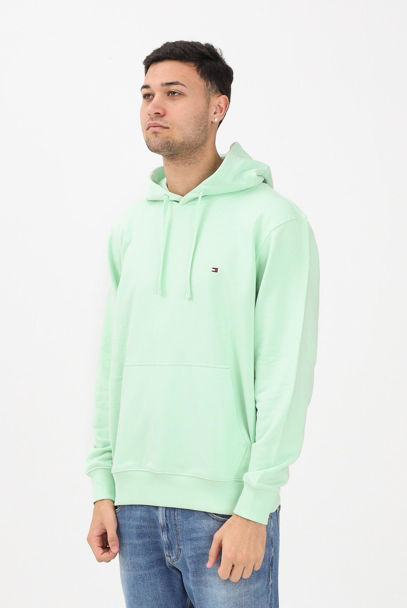TOMMY HILFIGER Felpa con cappuccio verde menta da uomo MW0MW37235 LXY TOMMY HILFIGER