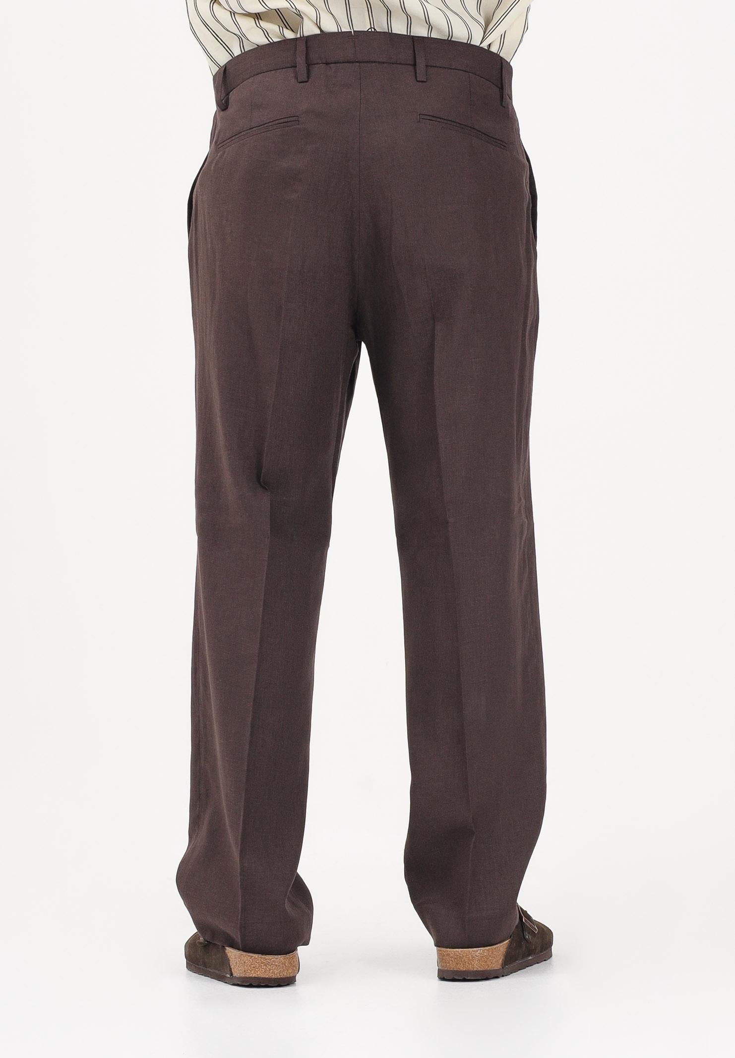 I'M BRIAN Pantalone in lino marrone da uomo PA3703 020 I'M BRIAN