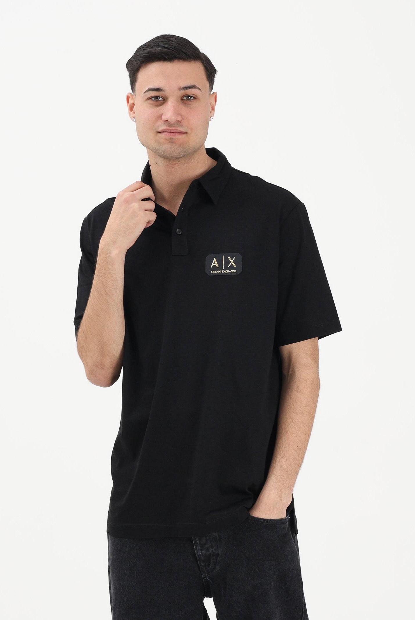 ARMANI EXCHANGE Polo a manica corta nera da uomo con logo XM002232AF10364 UC001 ARMANI EXCHANGE
