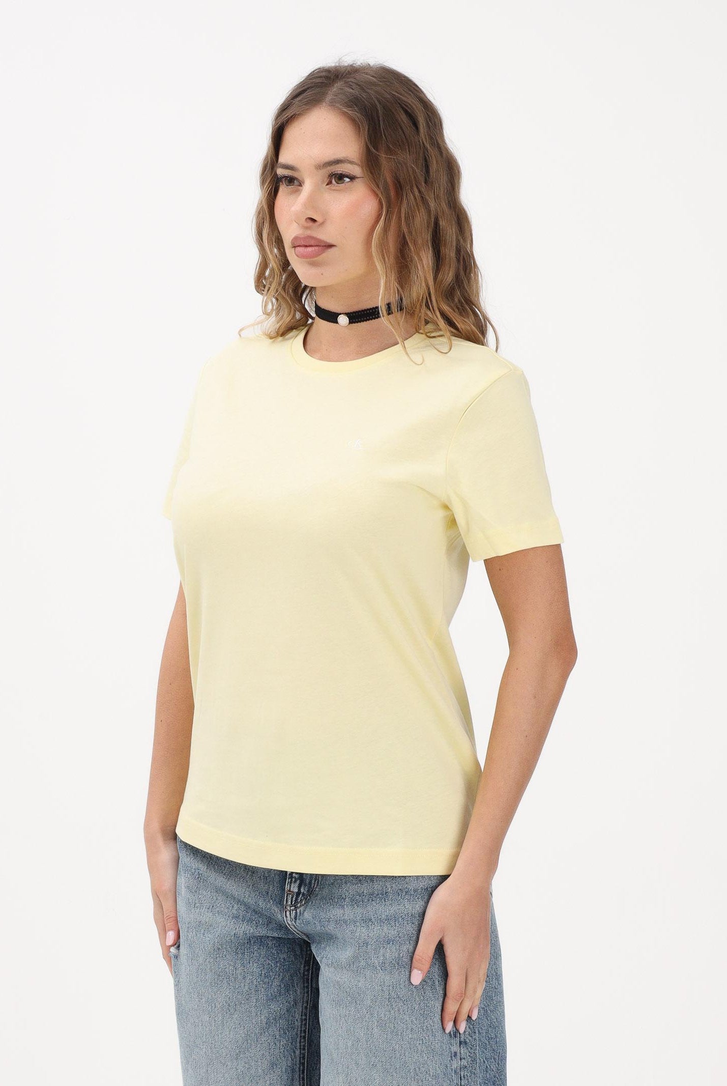 CALVIN KLEIN JEANS T-shirt a manica corta gialla da donna con logo LV047B224G 4MY CALVIN KLEIN JEANS