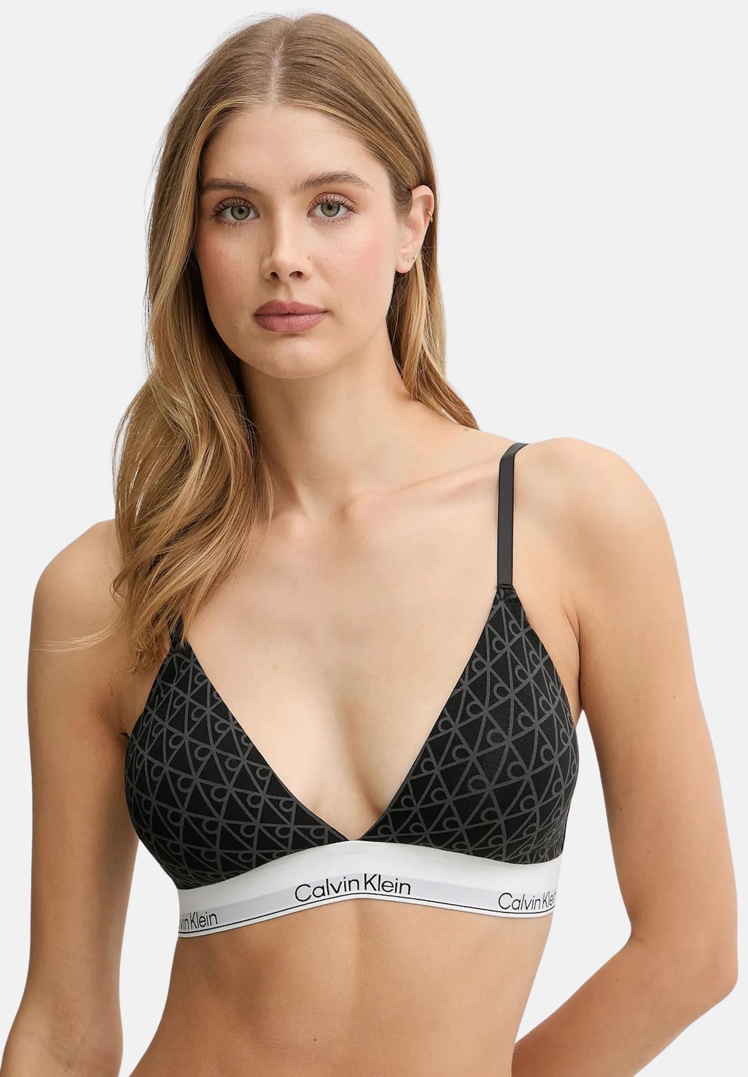 CALVIN KLEIN Bralette nera da donna caratterizzata da stampa monogramma "CK" LV00QF8498 2RG CALVIN KLEIN