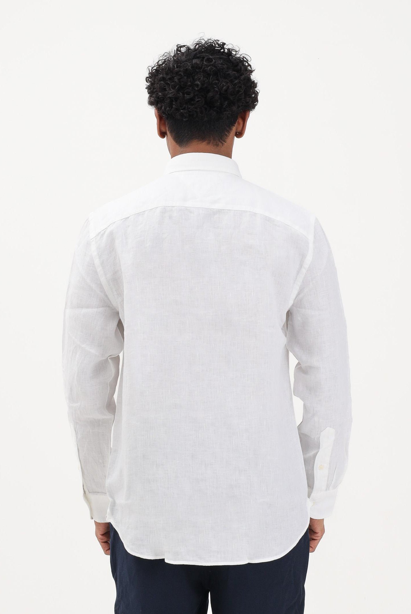 TOMMY HILFIGER Camicia a manica lunga in lino bianca da uomo MW0MW41530 YBR TOMMY HILFIGER
