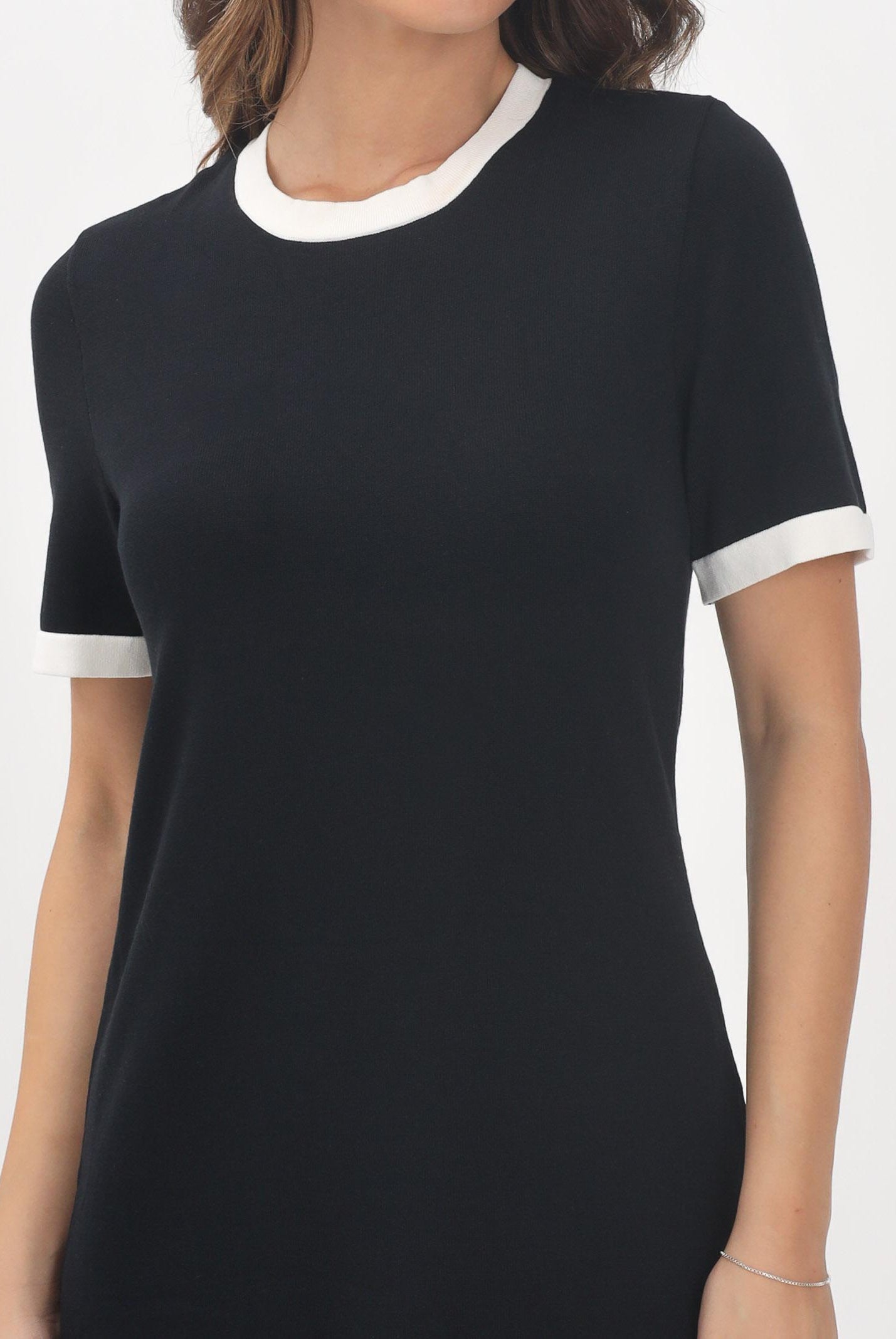 ONLY Abito corto nero da donna con profili in bianco 15356499 Black ONLY