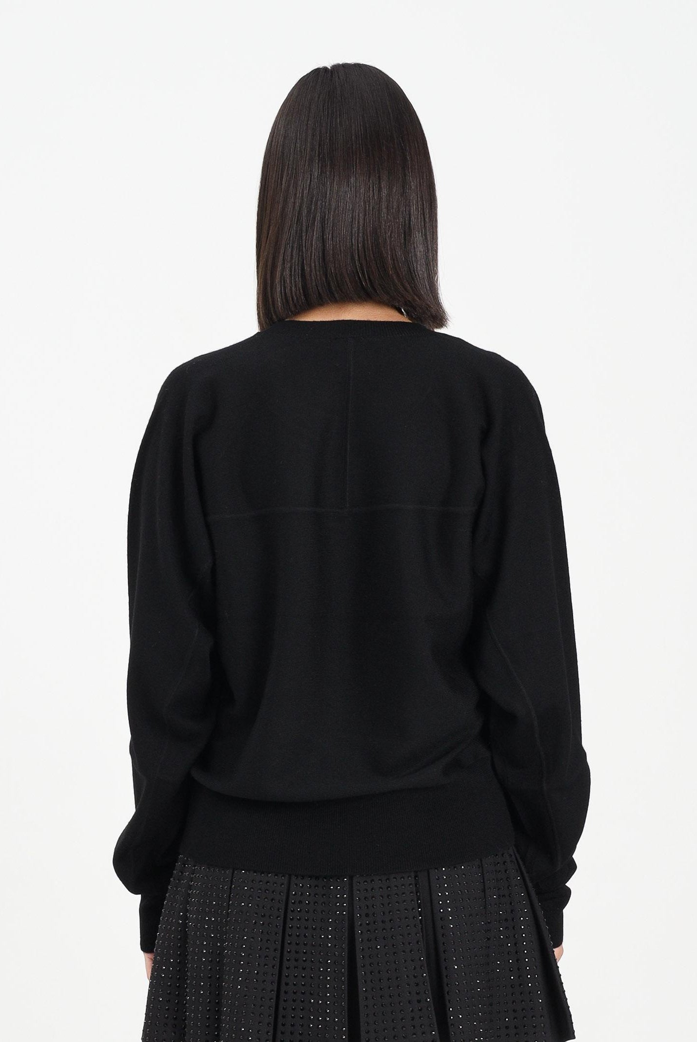 PINKO Maglioncino girocollo nero da donna con logo Love Birds 105417A18M Z99 PINKO