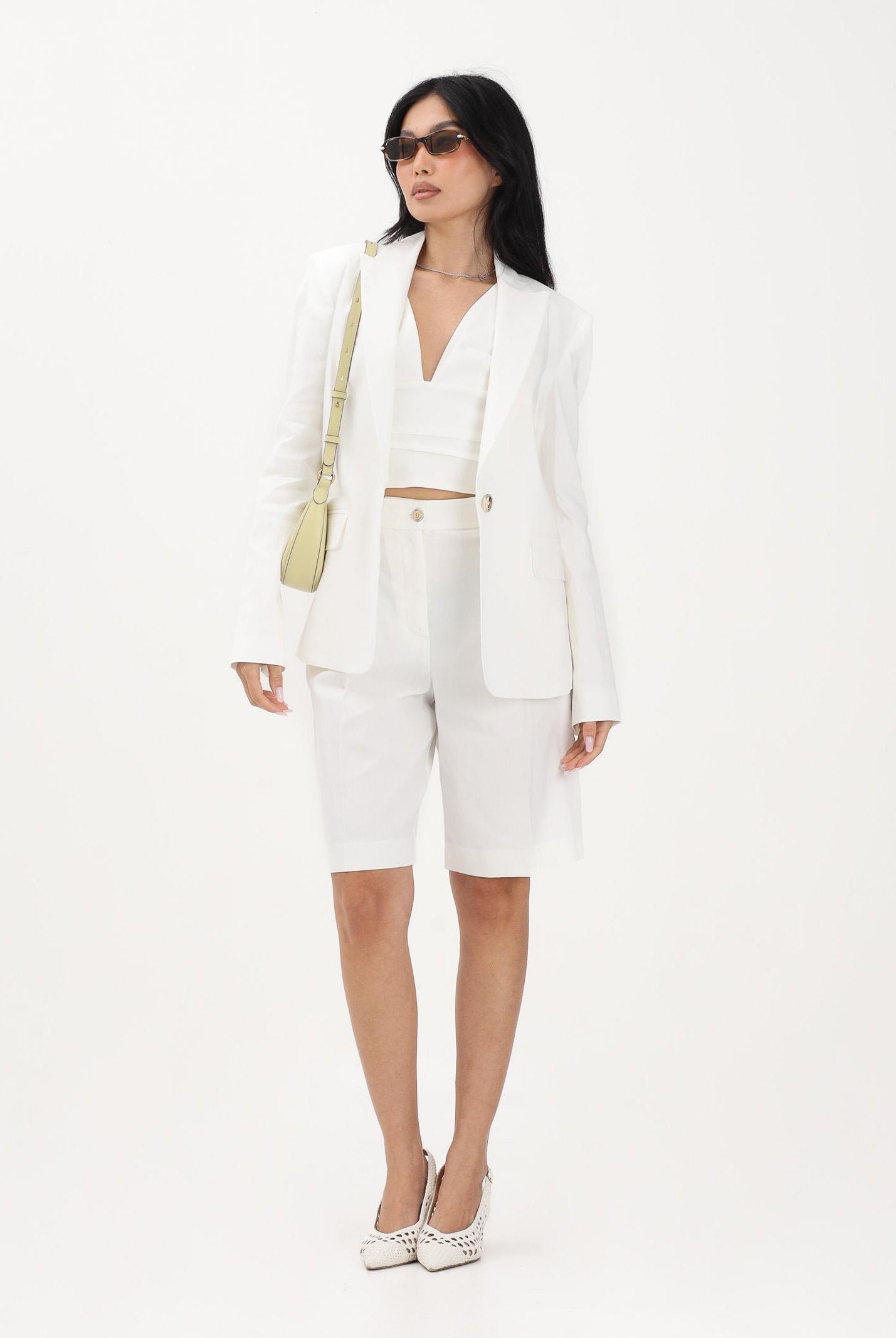 PINKO Bermuda bianco da donna con piega stirata 106594A34I Z05 PINKO