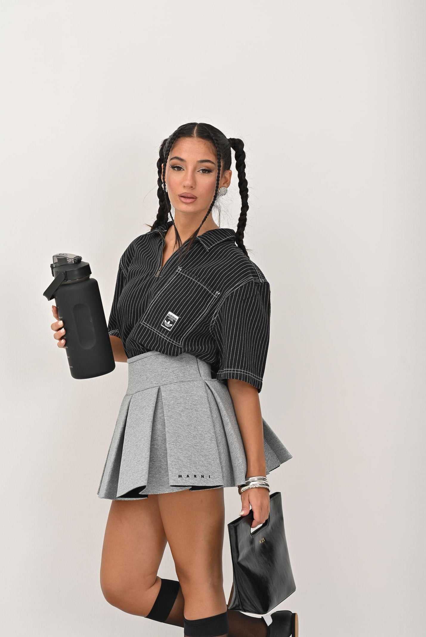 ADIDAS ORIGINALS Camicia Wabash Loose in denim nero da uomo JW0171 ADIDAS ORIGINALS