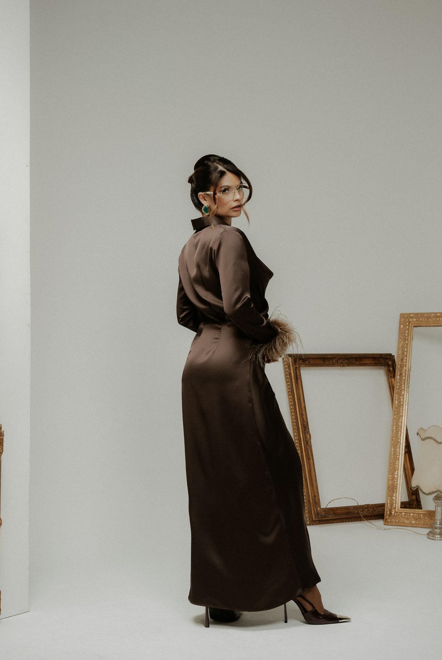 SANTAS Abito lungo DIVINE marrone da donna PV2614 MA SANTAS