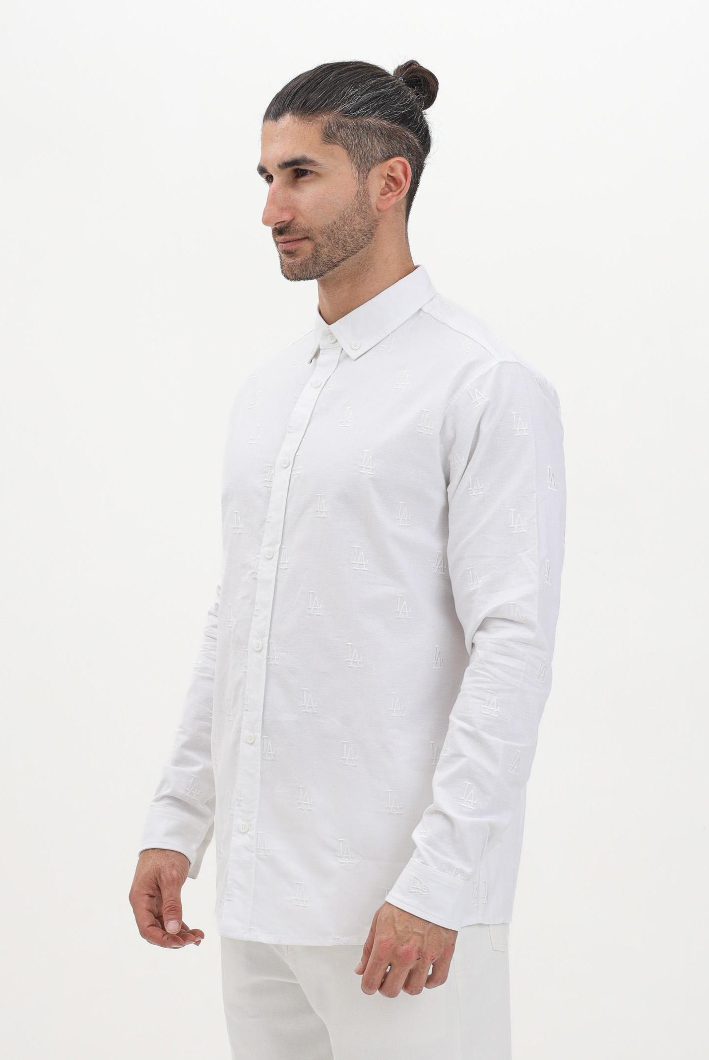 NEW ERA Camicia a manica lunga LA Dodgers MLB Monogram bianca da uomo 60667824 NEW ERA