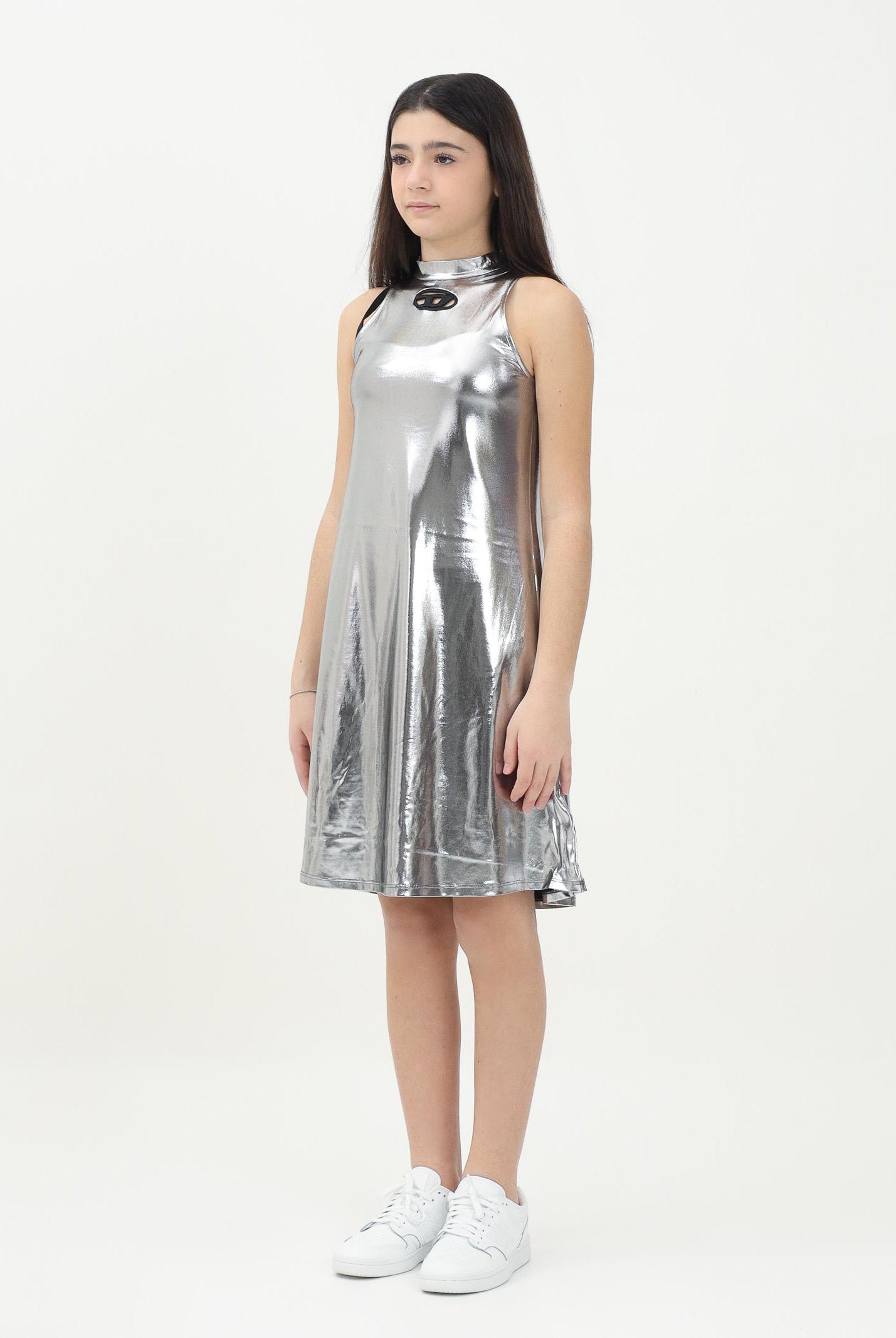 DIESEL Abito corto Dstrol argento per donna e ragazza J021750THAG K981C DIESEL