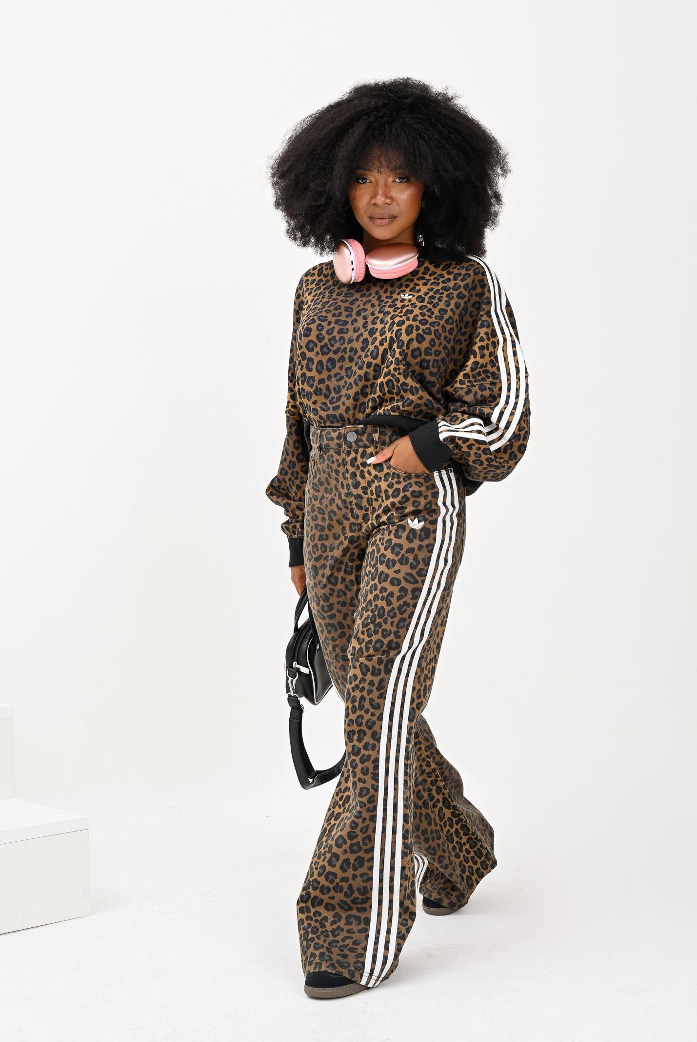 ADIDAS ORIGINALS Felpa girocollo Leopard Crewneck marrone da donna JW7303 ADIDAS ORIGINALS