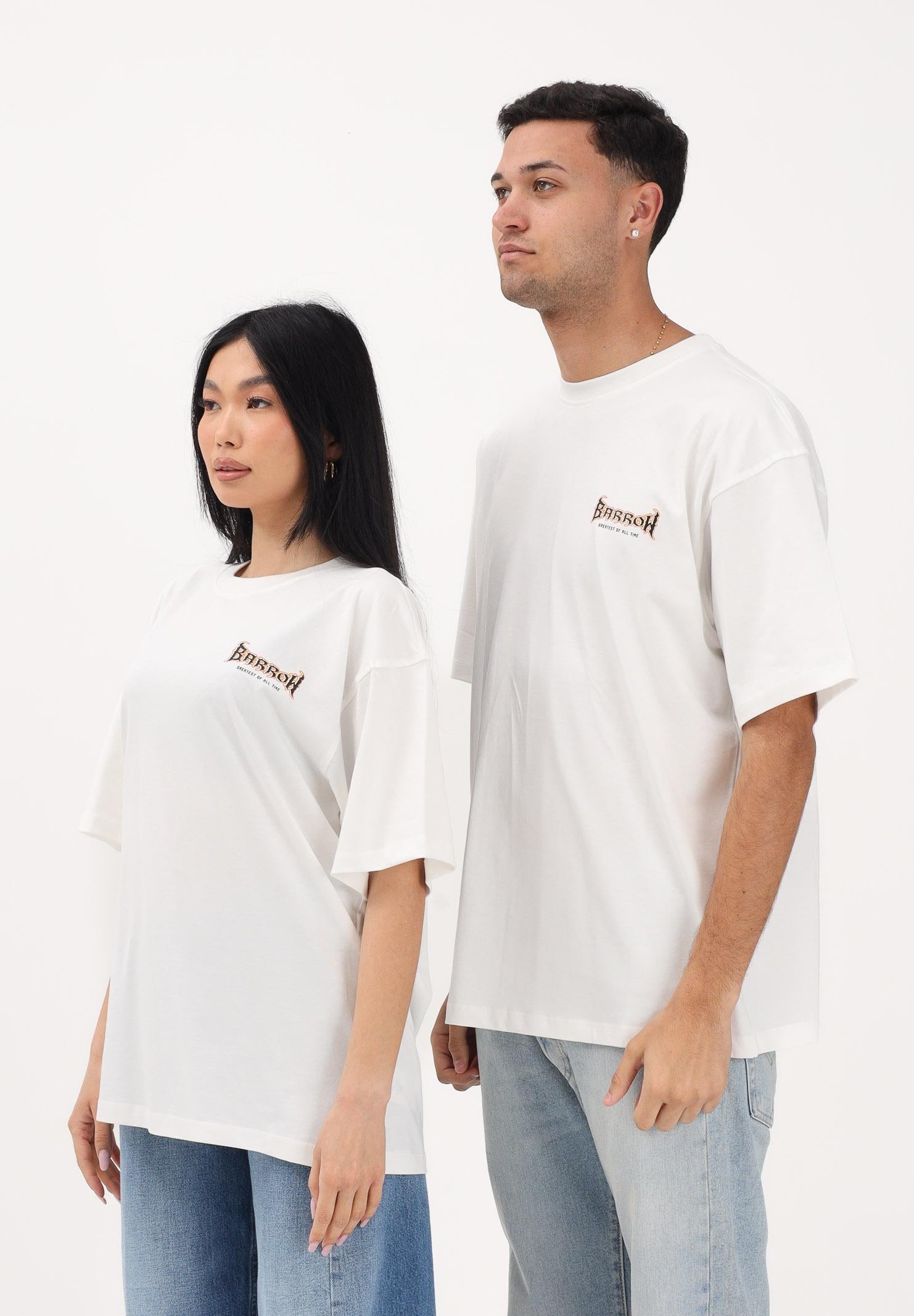 BARROW T-shirt a manica corta bianca per uomo e donna con ricamo sul retro S6BWUATH097 412 BARROW