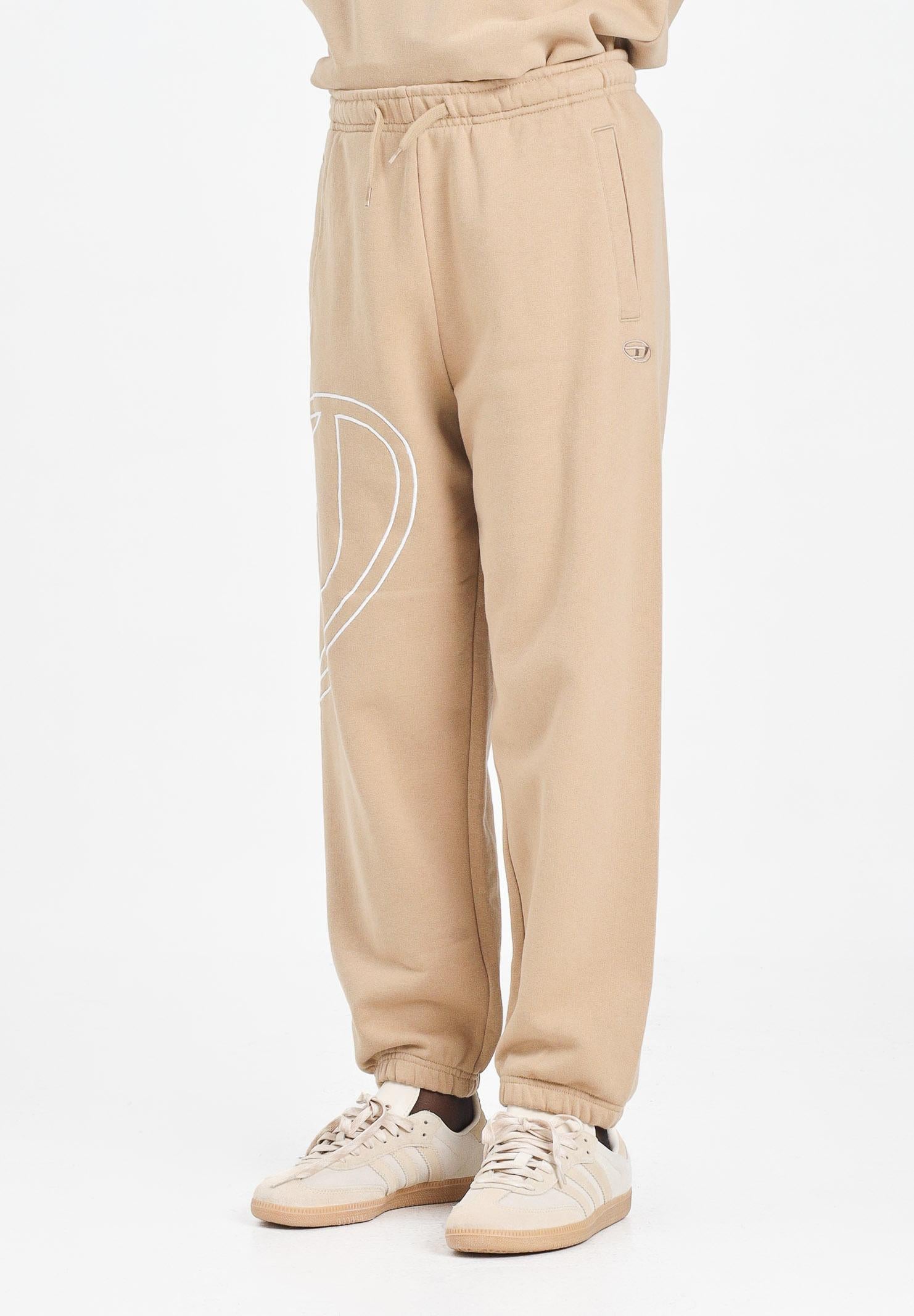 DIESEL Pantalone sportivo beige per donna, ragazzi e bambini con maxi logo Oval D J022720GYCJ K726 DIESEL