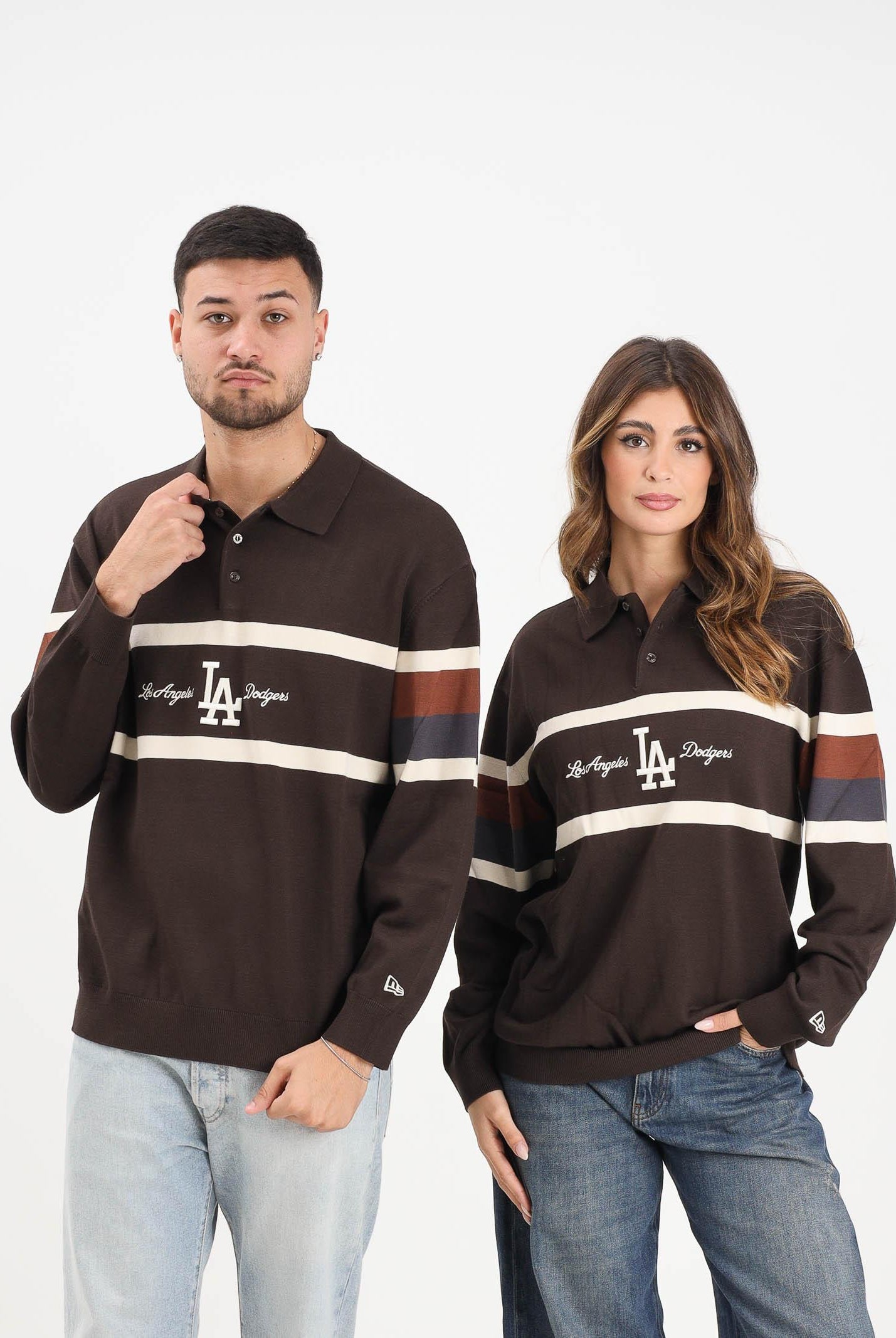 NEW ERA Maglioncino LA Dodgers MLB Rugby marrone per uomo e donna 60758747 NEW ERA