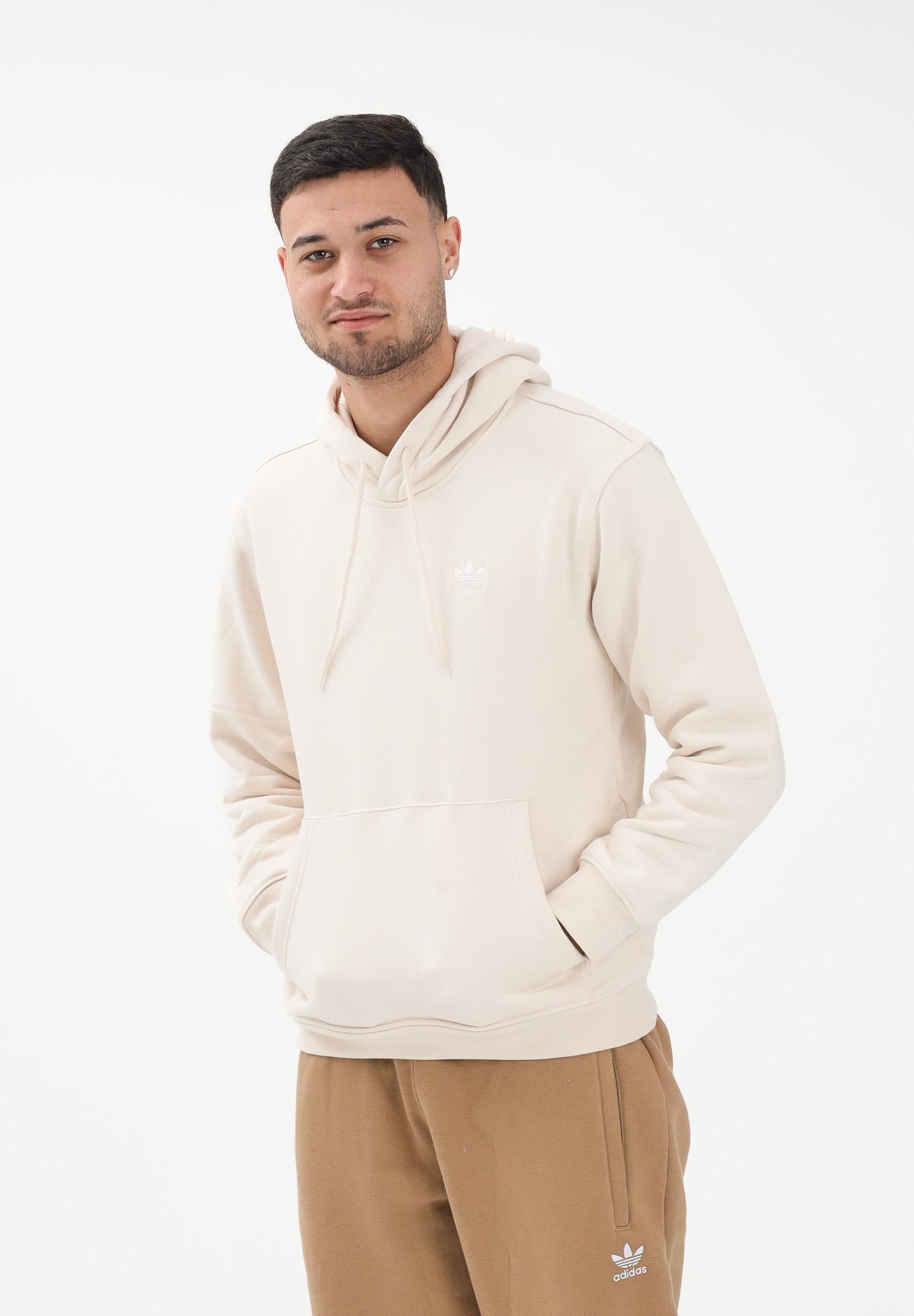 ADIDAS ORIGINALS Felpa con cappuccio Trefoil Essentials Loose panna da uomo HZ3676 . ADIDAS ORIGINALS
