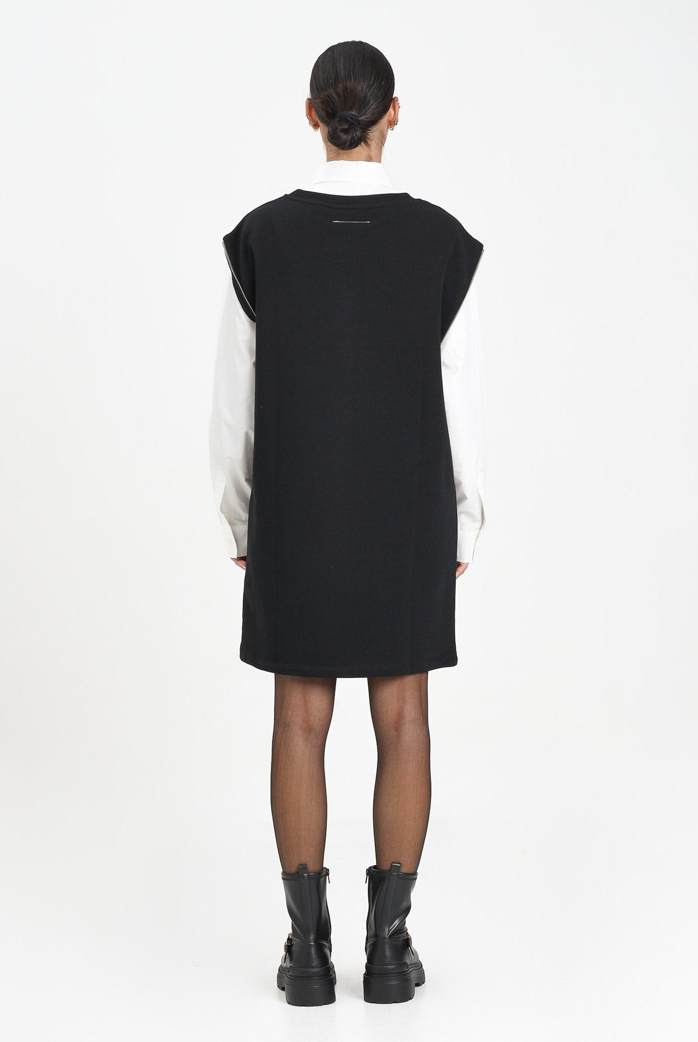 MAISON MARGIELA Abito corto nero per donna e ragazze con maxi logo M60850MM02X M6900 MAISON MARGIELA