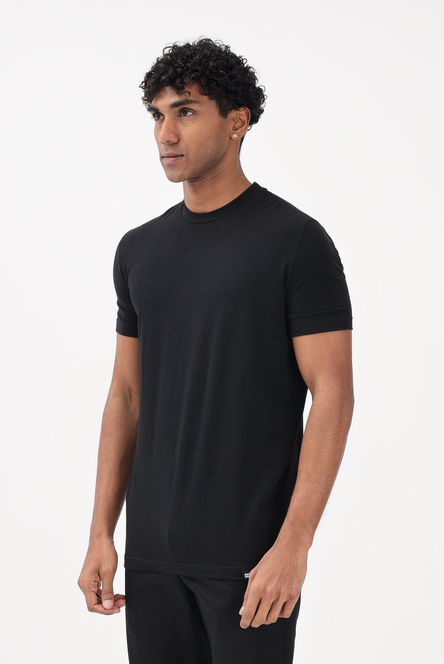 DSQUARED2 T-shirt a manica corta nera da uomo con ricamo logo sul retro D9M206250 001 DSQUARED2