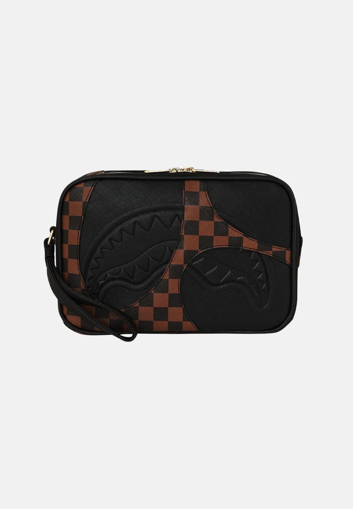 SPRAYGROUND Pochette JETSTREAM BROWN TOILETRY BAG marrone e nera per uomo e donna 910B8282NSZ . SPRAYGROUND