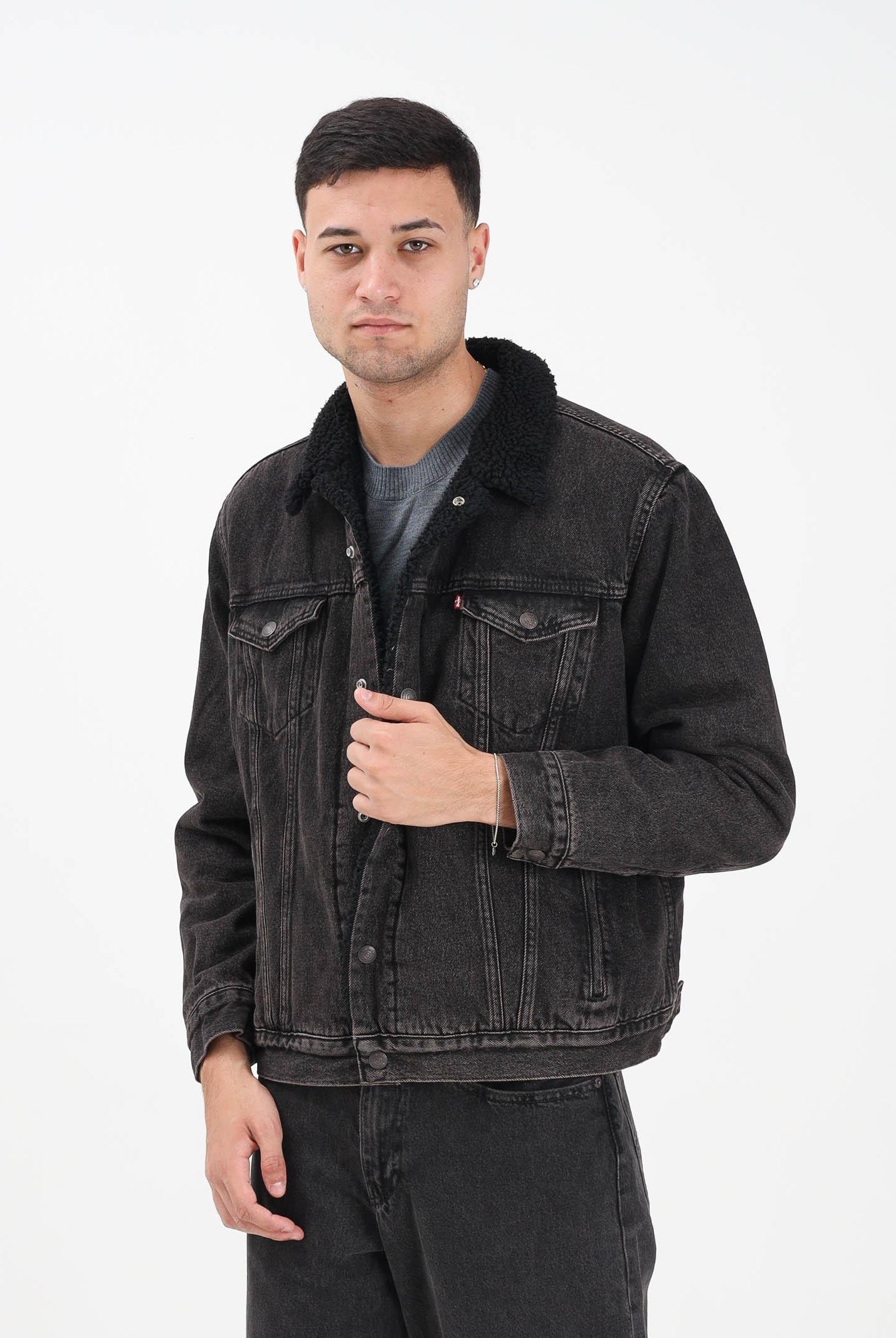 LEVI'S® Giubbotto Sherpa Trucker Type III in denim nero da uomo 16365-0291 LEVI'S®