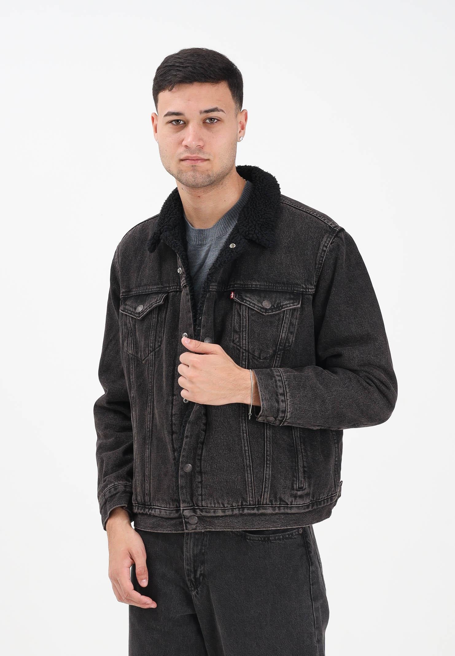 LEVI'S® Giubbotto Sherpa Trucker Type III in denim nero da uomo 16365-0291 LEVI'S®