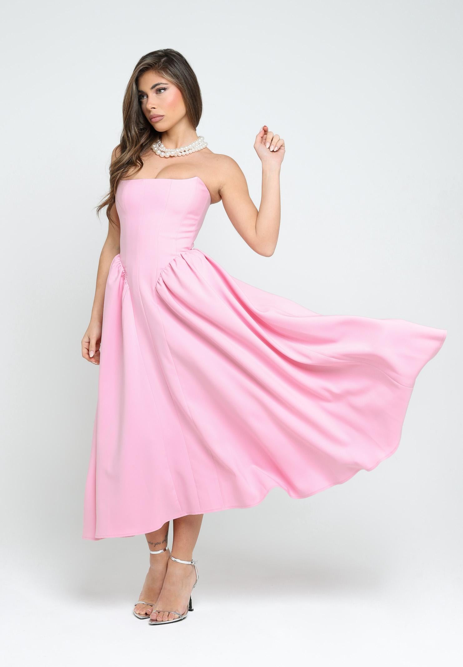 SANTAS Abito midi MARSHMALLOW rosa da donna PV2509 ROSA SANTAS