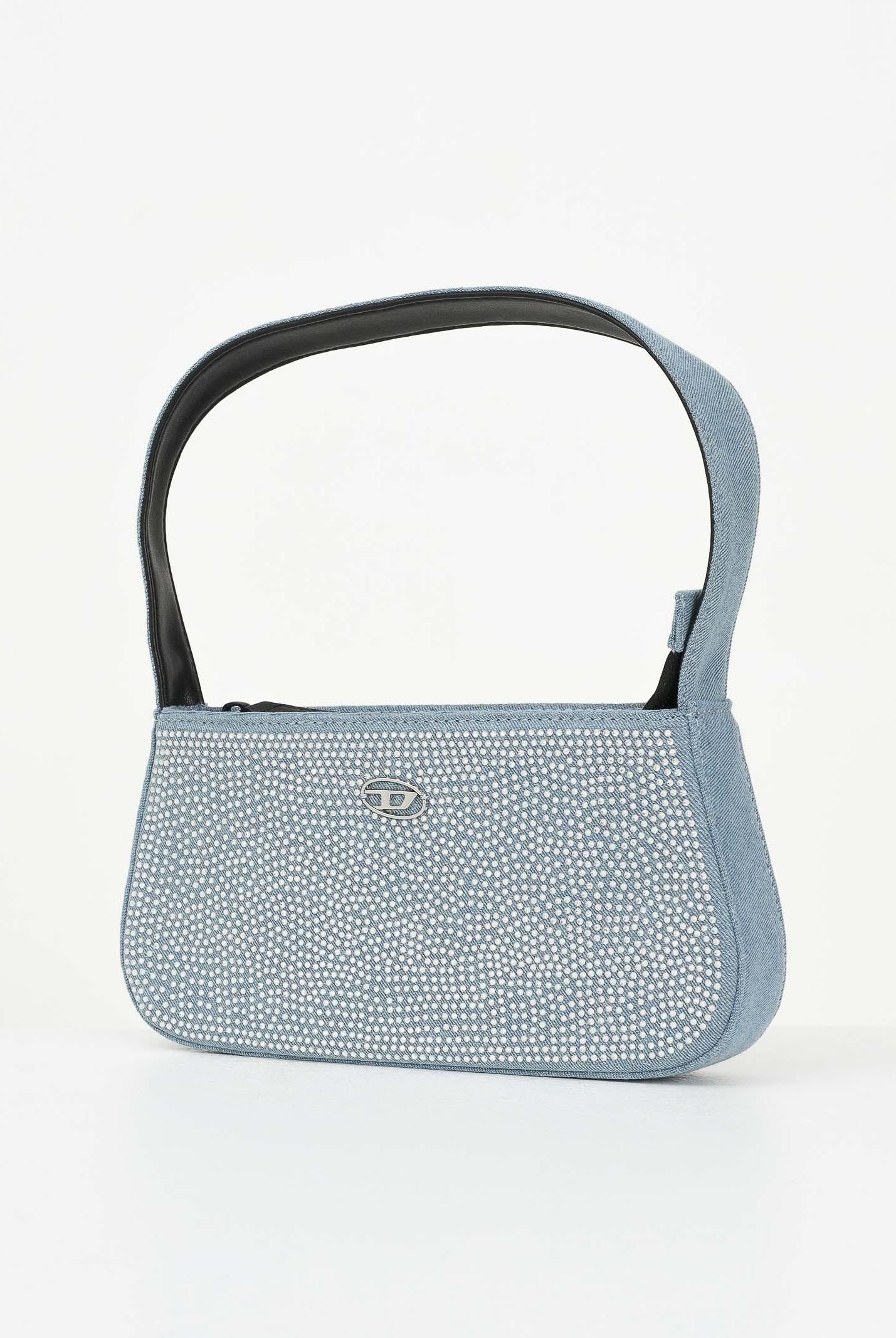 DIESEL Borsa a spalla WJULIE in denim da donna con strass applicati J02530KXBRM K01 DIESEL