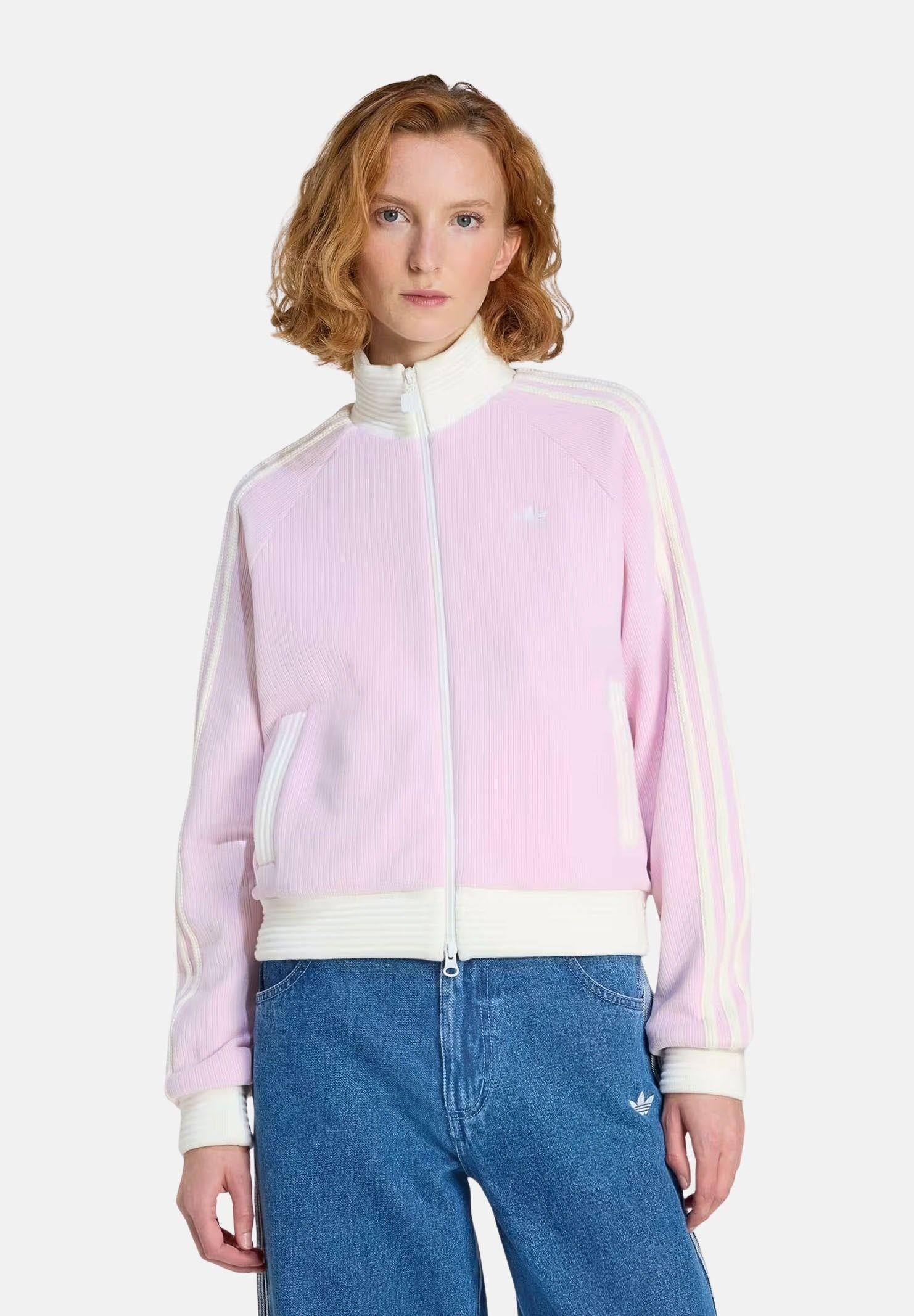 ADIDAS ORIGINALS Felpa con zip Velour Knit rosa da donna KS7780 . ADIDAS ORIGINALS