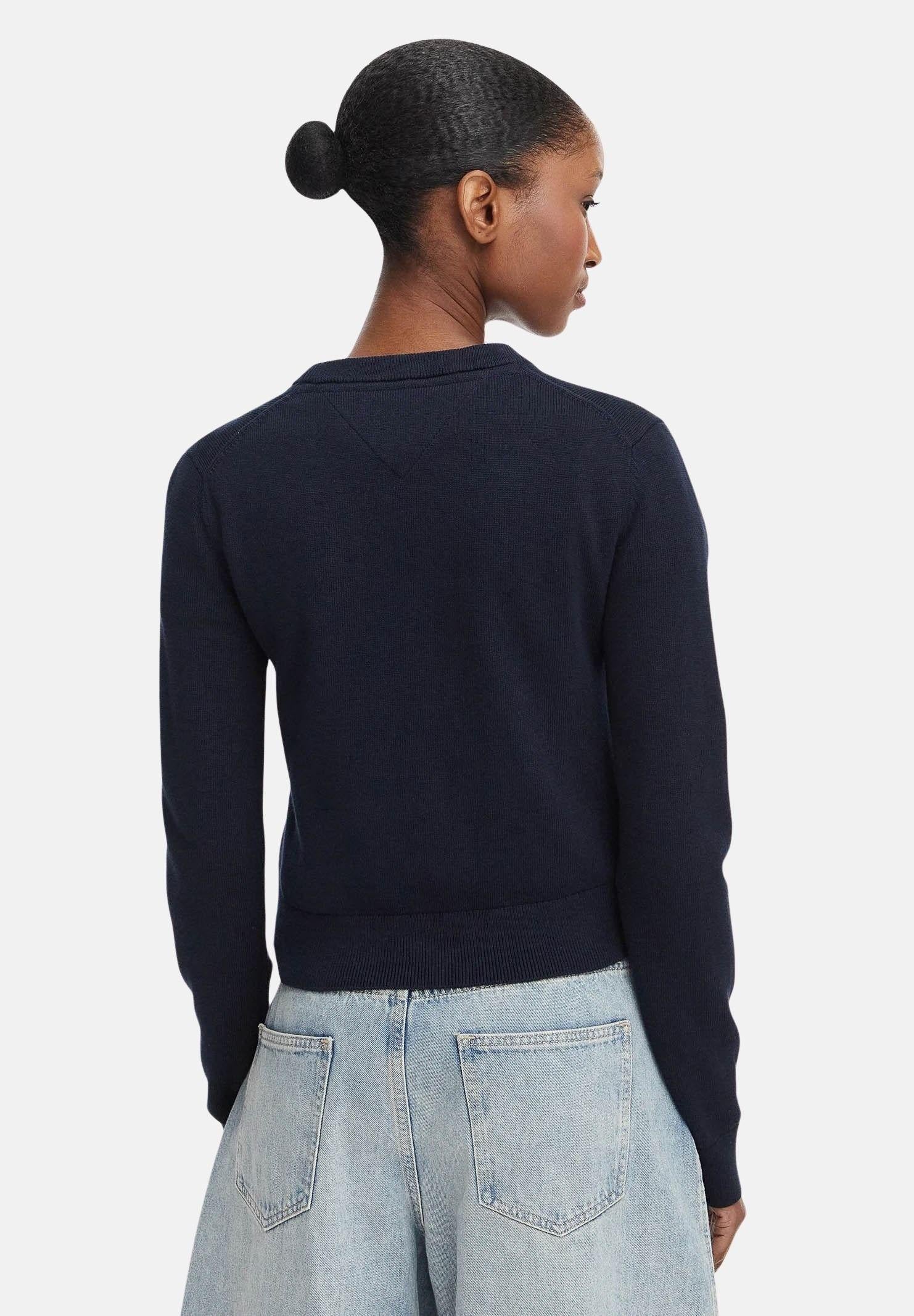 TOMMY JEANS pullover girocollo Tommy Flag Dark Night Navy blu navy donna. DW0DW22930 C1G TOMMY JEANS