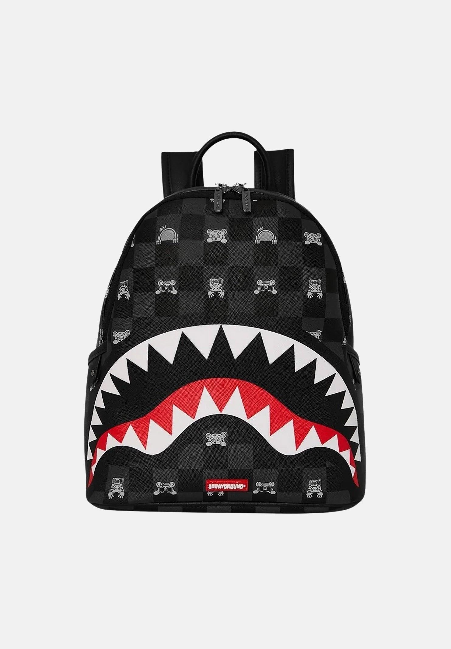 SPRAYGROUND Zaino GRAY PEEKING CHARACTER CHECK nero per uomo e donna 910B8908NSZ . SPRAYGROUND