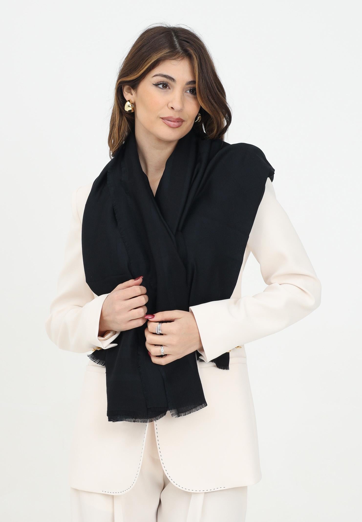 ELISABETTA FRANCHI Pashmina nera da donna con lavorazione jacquard a rombi SC03F51E2 110 ELISABETTA FRANCHI