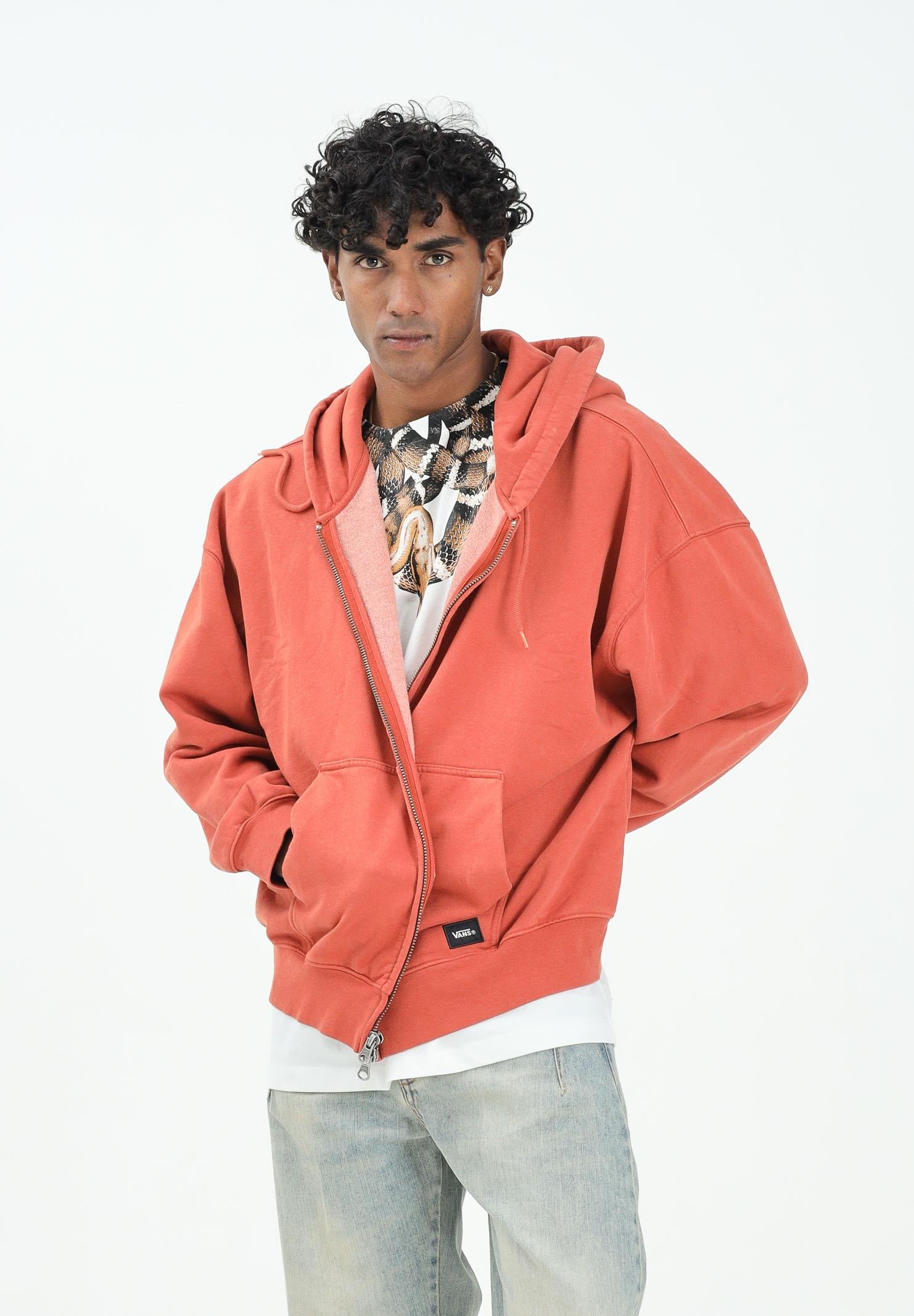 VANS Felpa con zip Faded Burnt arancione da uomo VN000P98Y7X1 . VANS