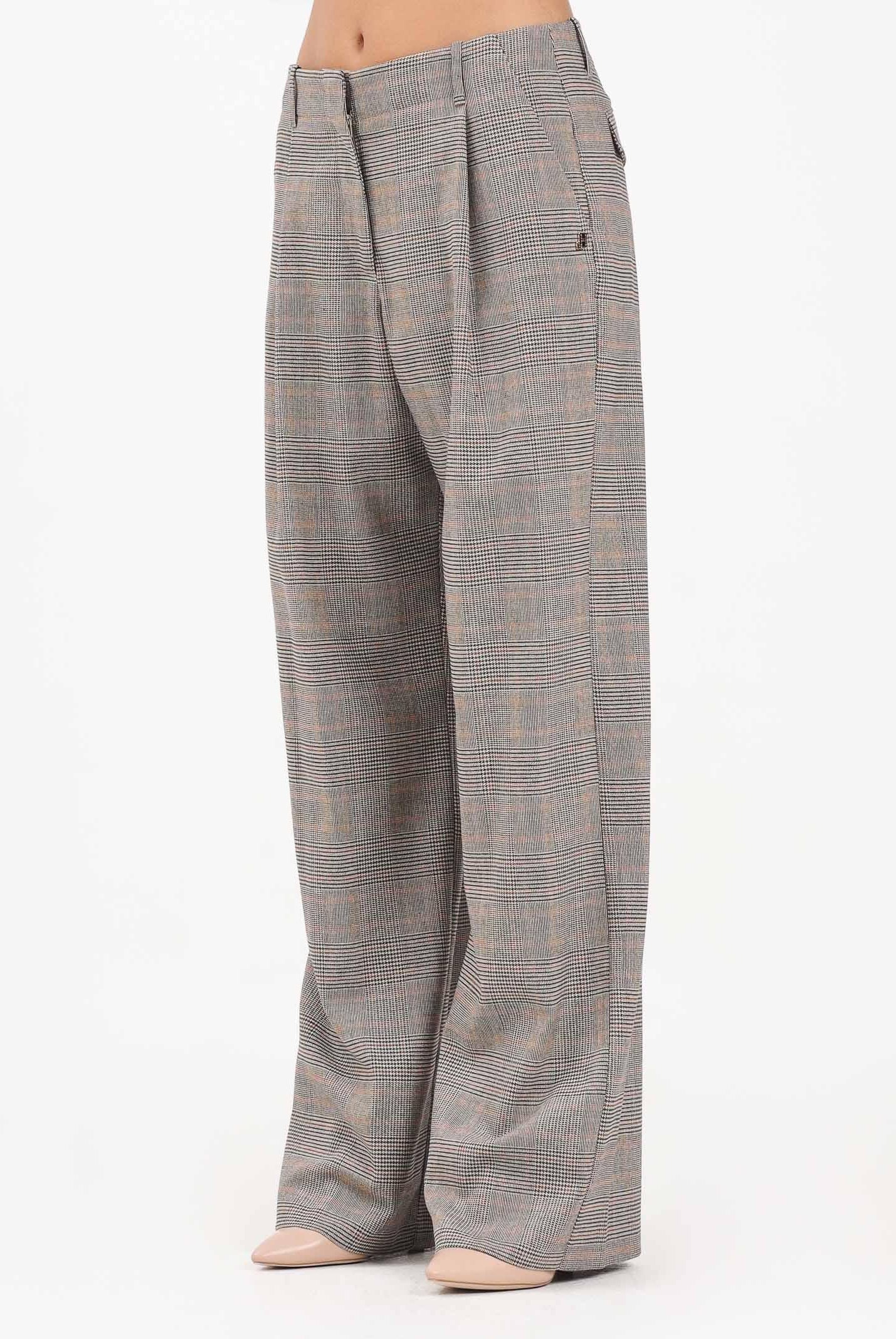 HINNOMINATE Pantalone elegante beige da donna con fantasia Principe Di Galles HMABW02263 BE11 HINNOMINATE