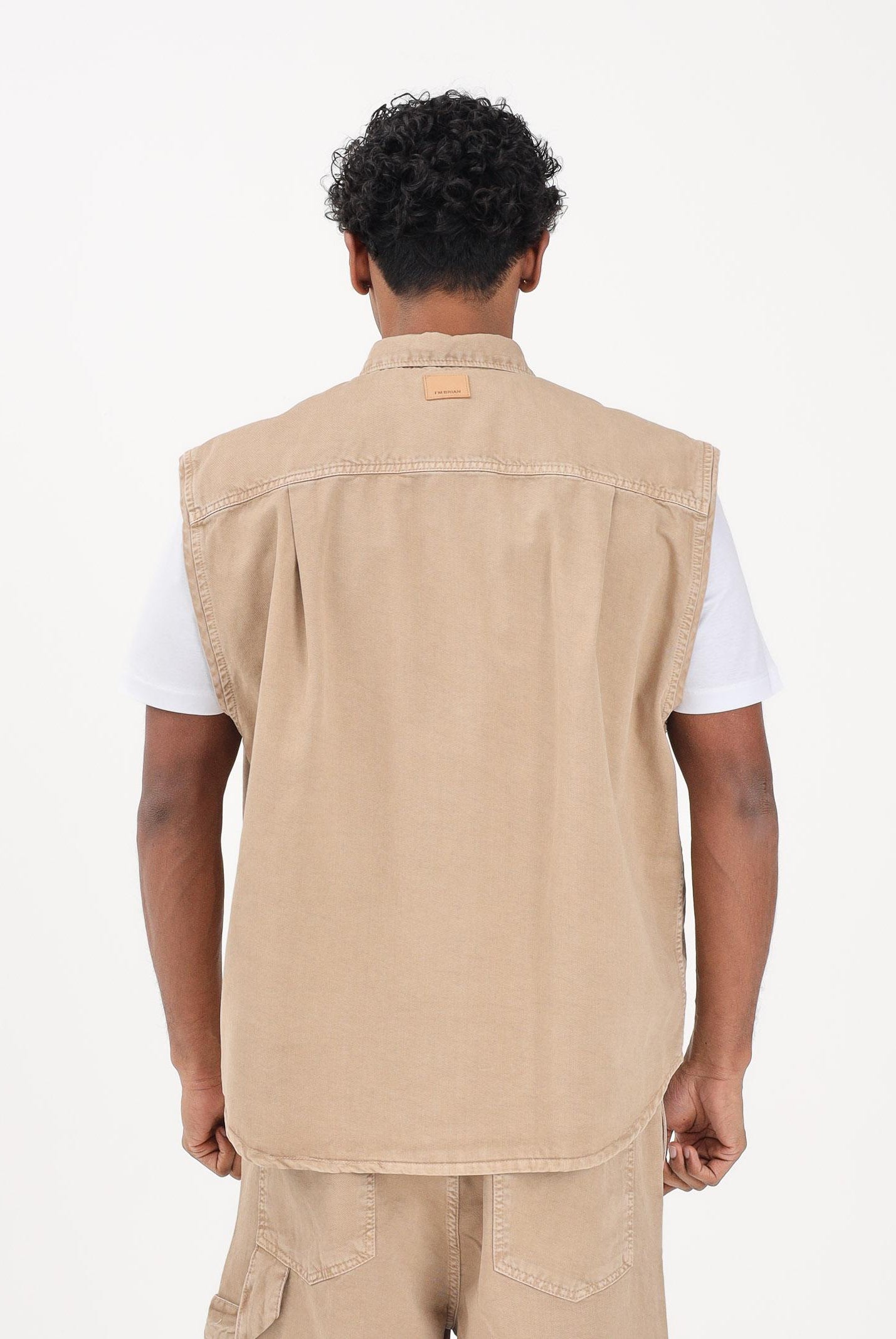 I'M BRIAN Camicia smanicata beige da uomo CA3654 0025 I'M BRIAN