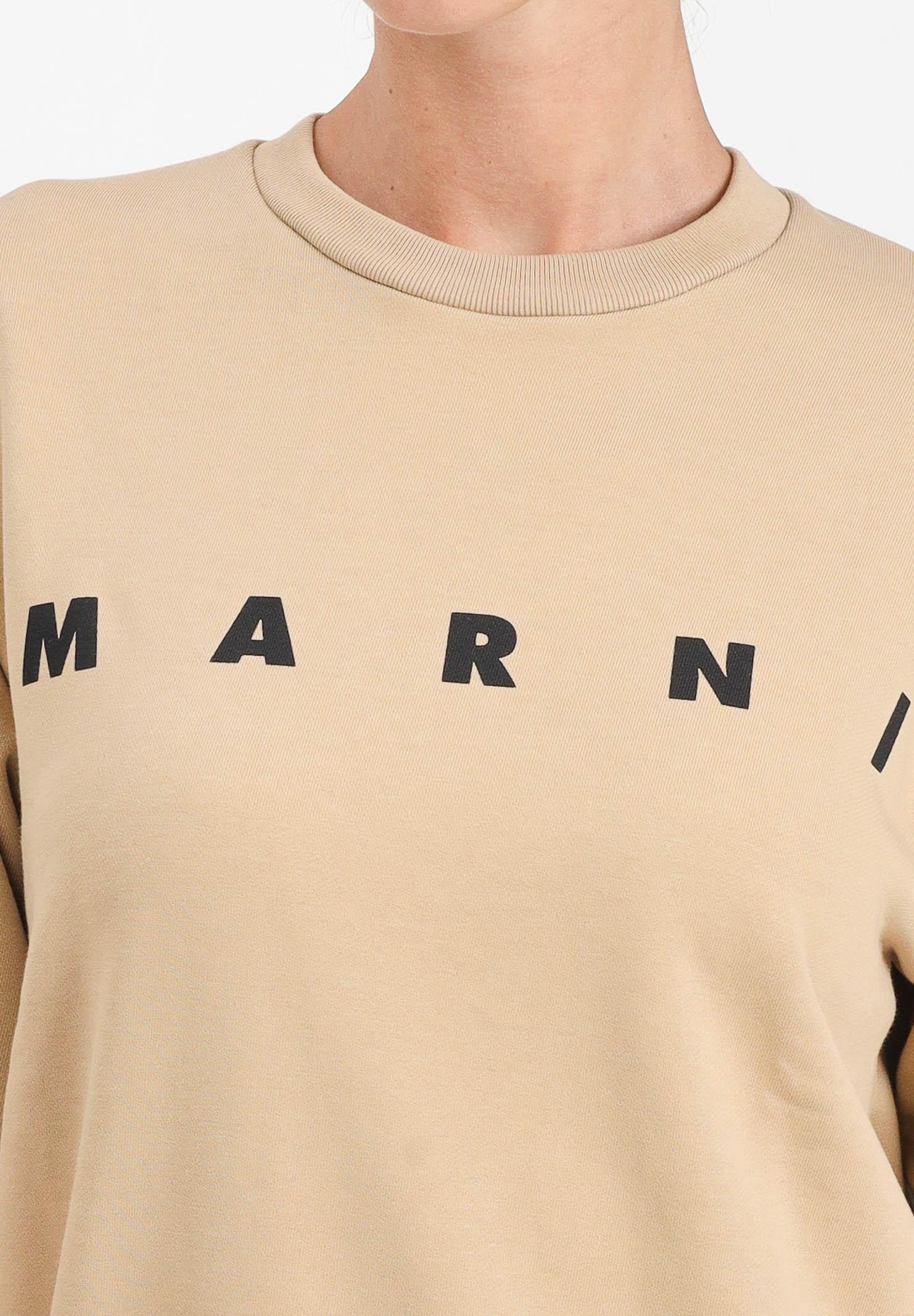 MARNI Felpa girocollo beige per donna, ragazzi e bambini con logo istituzionale M01612M00V0 0M715 MARNI