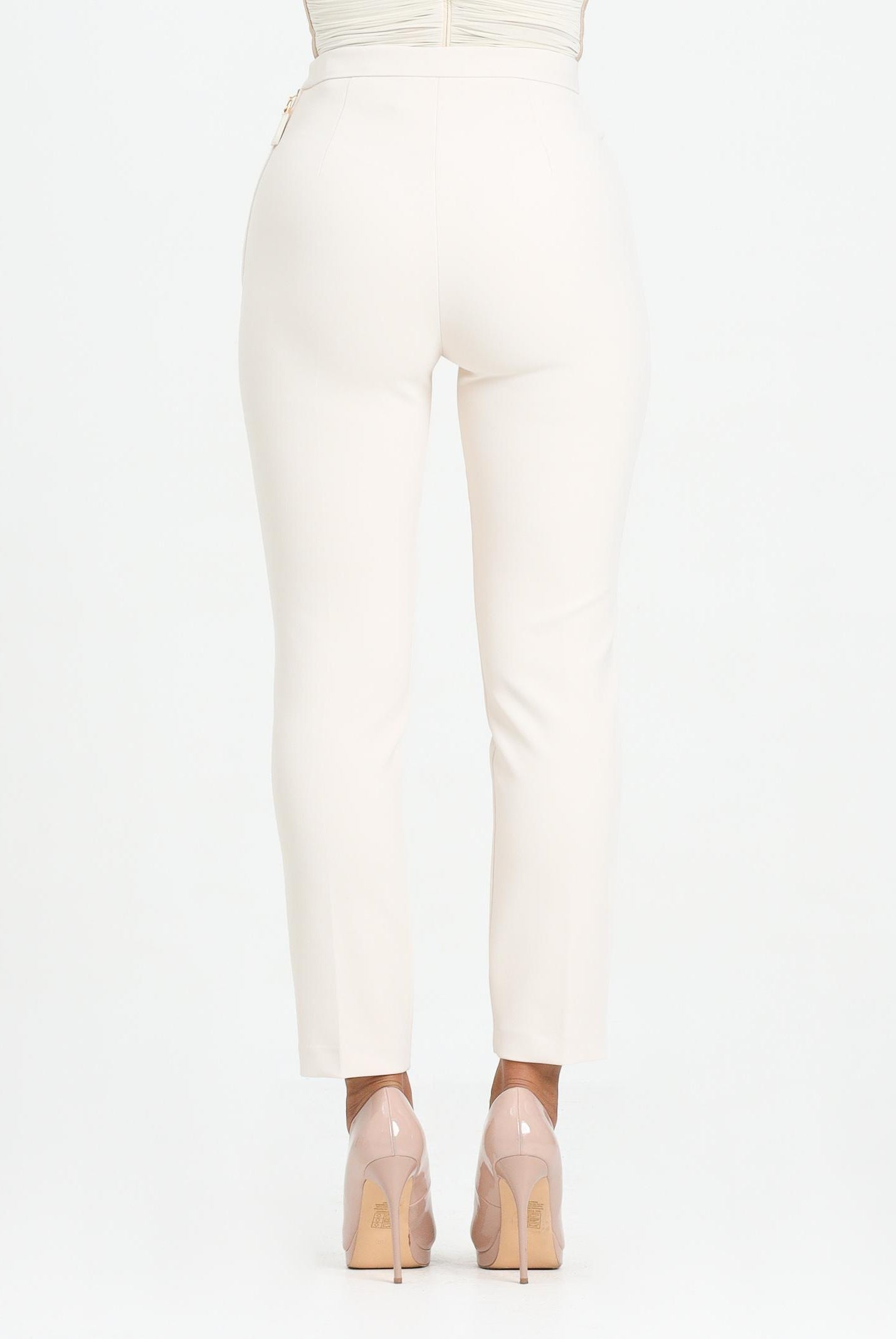 ELISABETTA FRANCHI Pantalone elegante color latte da donna in doppio crêpe PA12056E2 DZ9 ELISABETTA FRANCHI