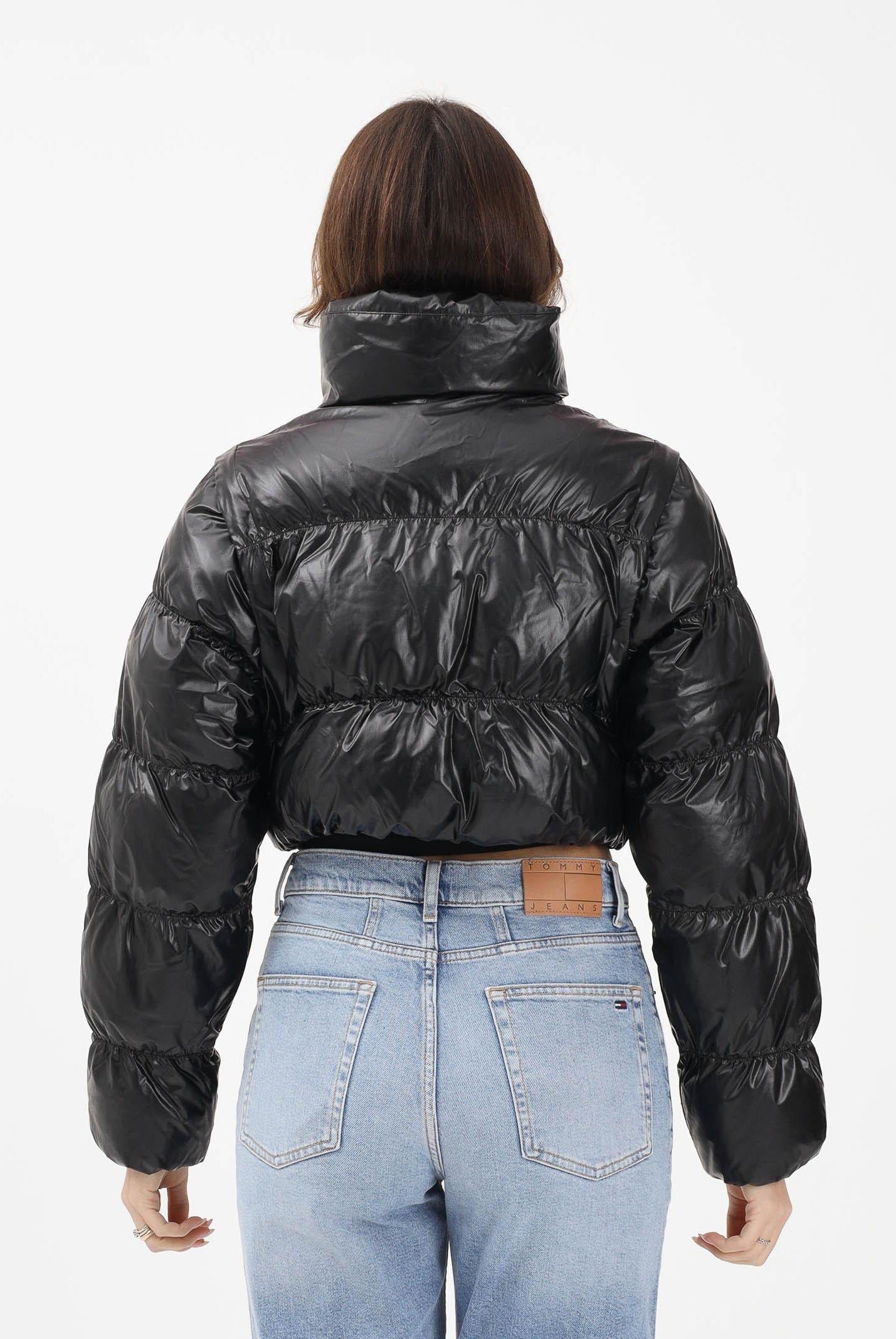 ADIDAS ORIGNALS Piumino croppato Essentials Glossy 2-In-1 nero da donna JX2988 . ADIDAS ORIGINALS