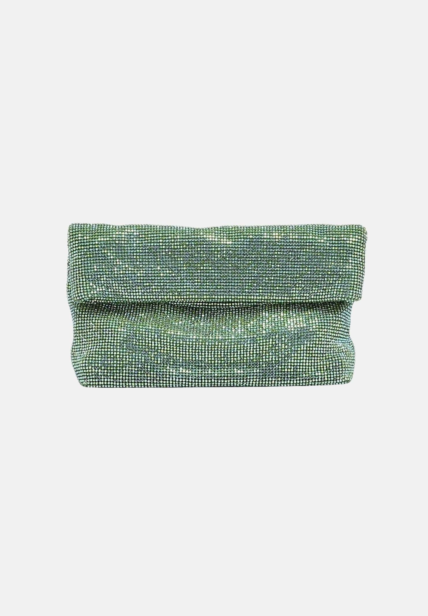 TWENTY FOURHAITCH Pochette verde da donna interamente rivestita da micro strass BAG0005362P VER TWENTY FOURHAITCH