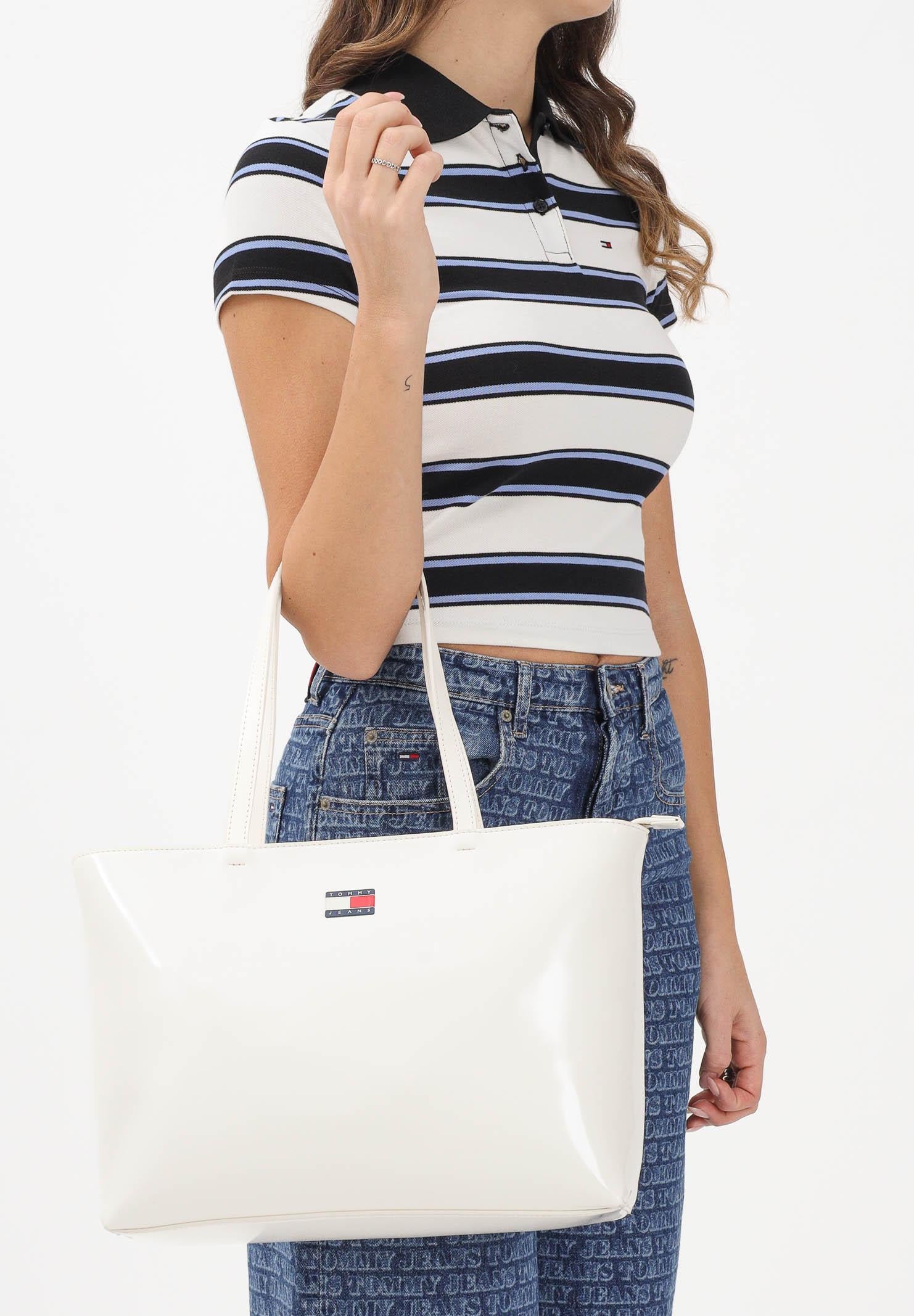 TOMMY JEANS Shopper panna da donna con logo AW0AW18069 YBI TOMMY JEANS