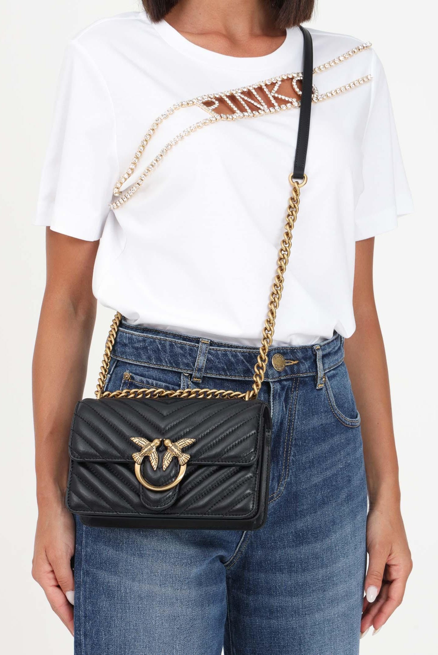 PINKO Borsa a tracolla Mini Love Bag One nera da donna 100074A0GK Z99Q PINKO