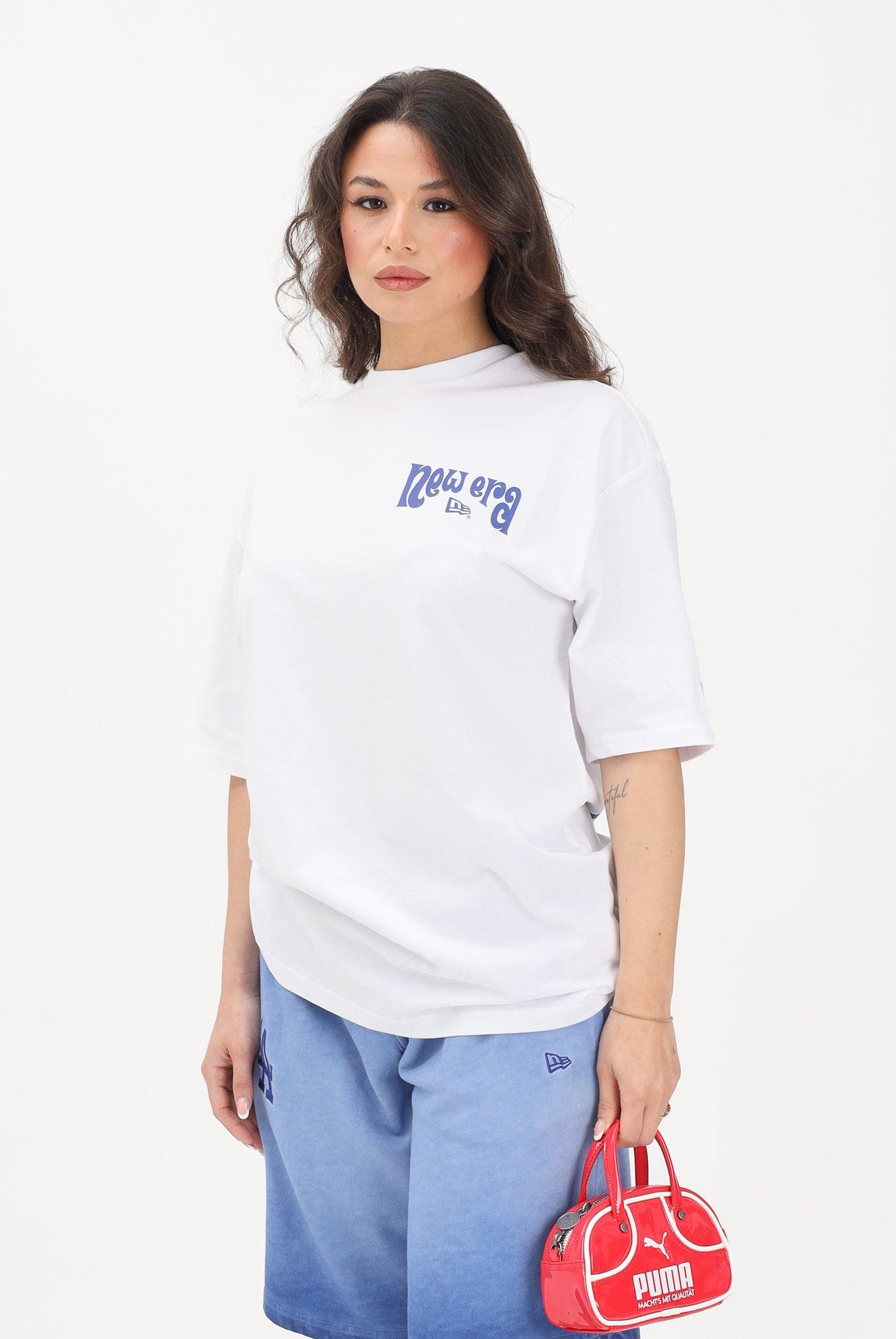 NEW ERA T-shirt a manica corta bianca per uomo e donna con stampa 60856181 . NEW ERA
