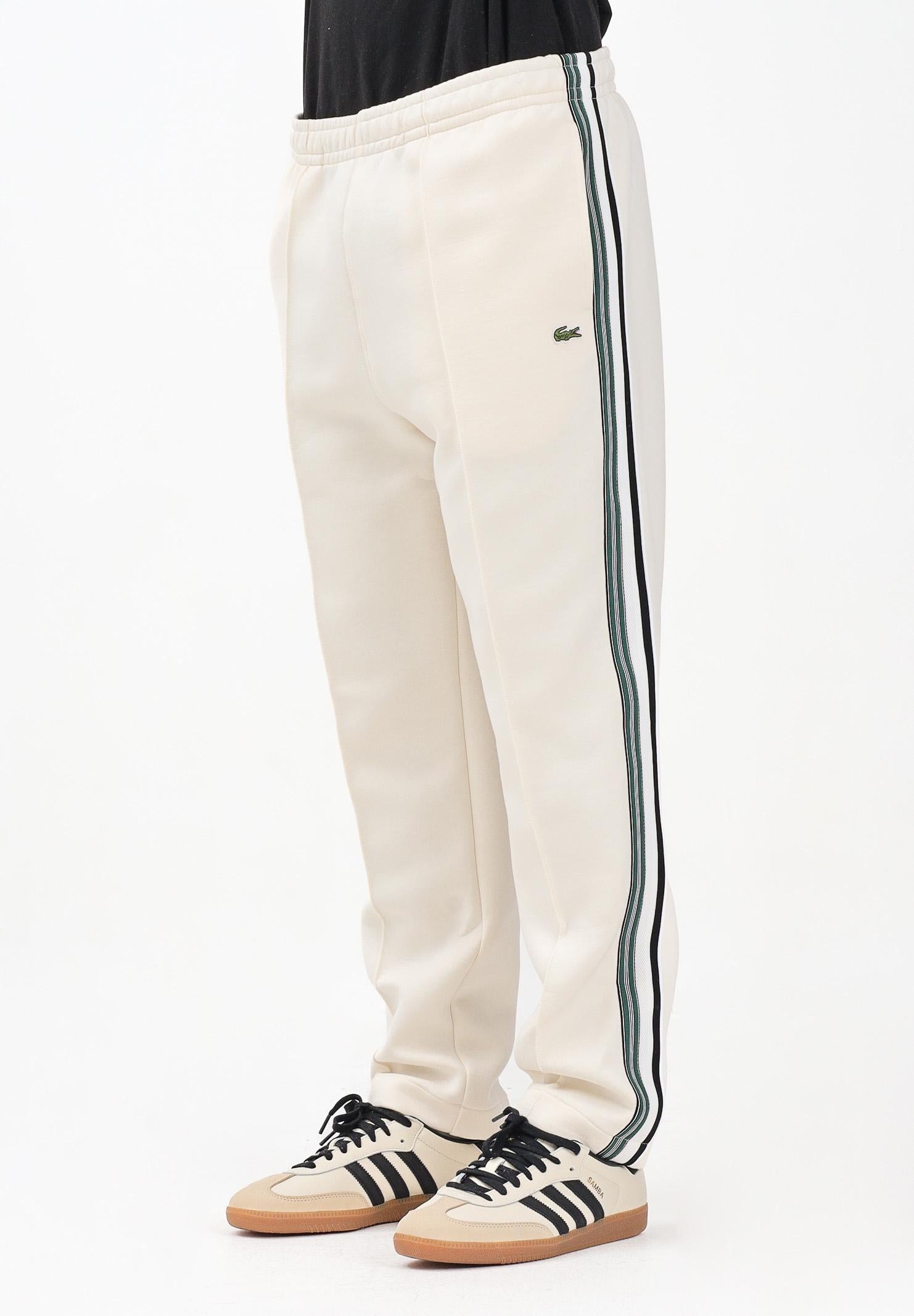 LACOSTE Pantalone panna da uomo con logo ricamato XH5824 XFJ LACOSTE